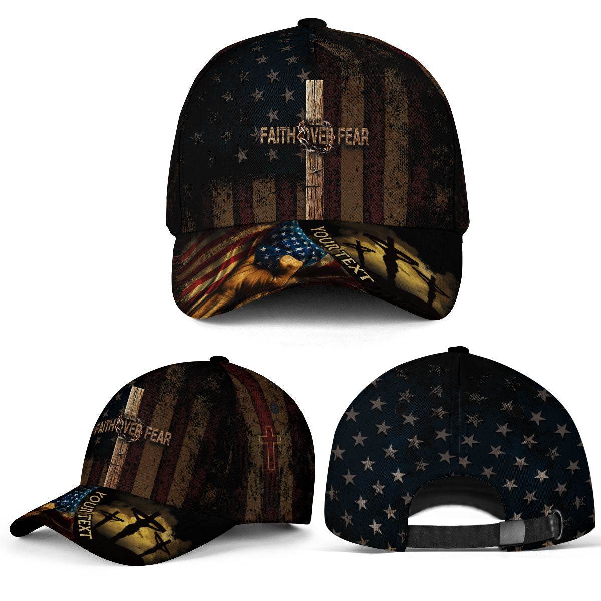 Custom Faith Over Fear American Flag Hat - Rust Field Wear