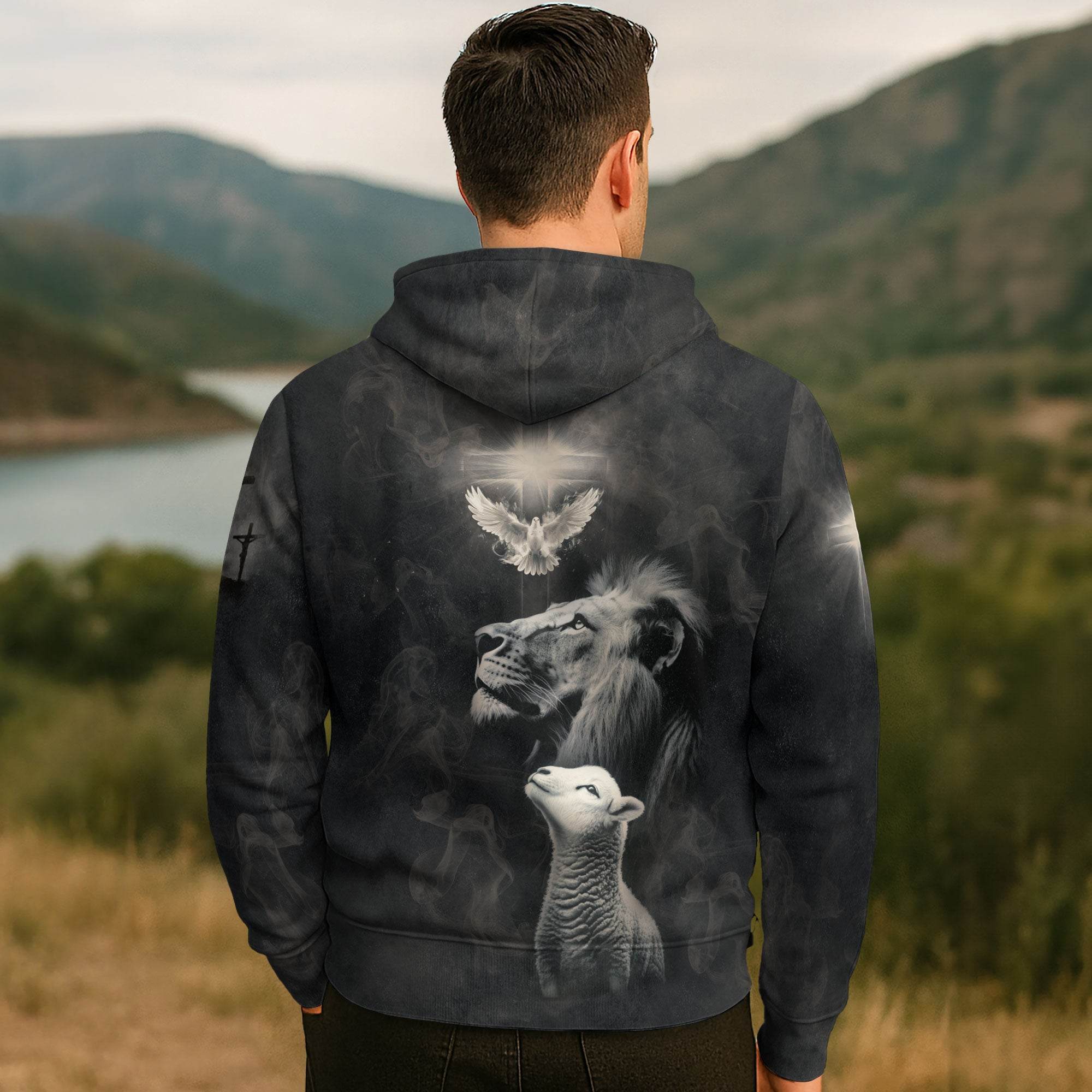 Faith Over Fear The Lion And The Lamb Christian Hoodie - Rust Field Wear