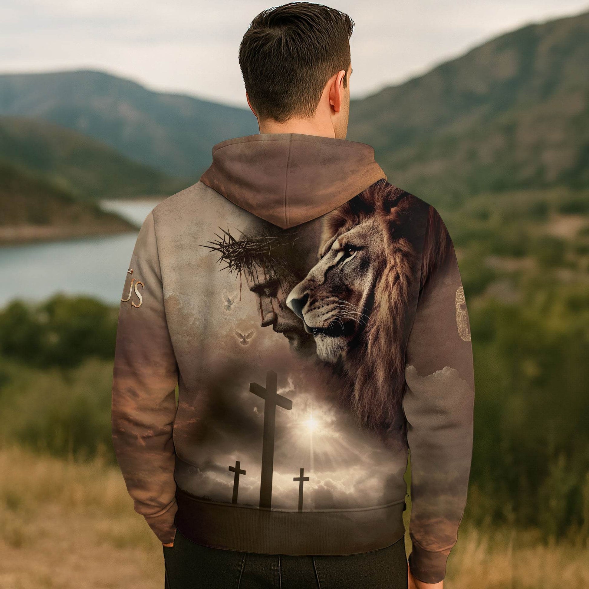 Faith Over Fear The Savior And The King Lion Jesus Hoodie - Rust Field Wear