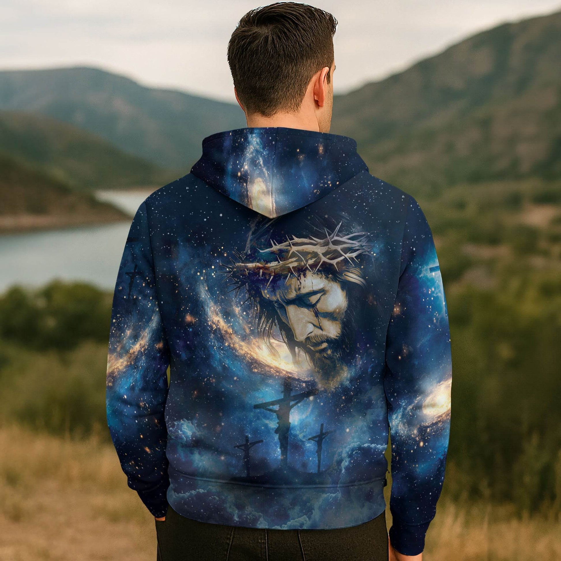 Faith Over Fear Cosmic Lion And Jesus Christian Hoodie - Rust Field Wear