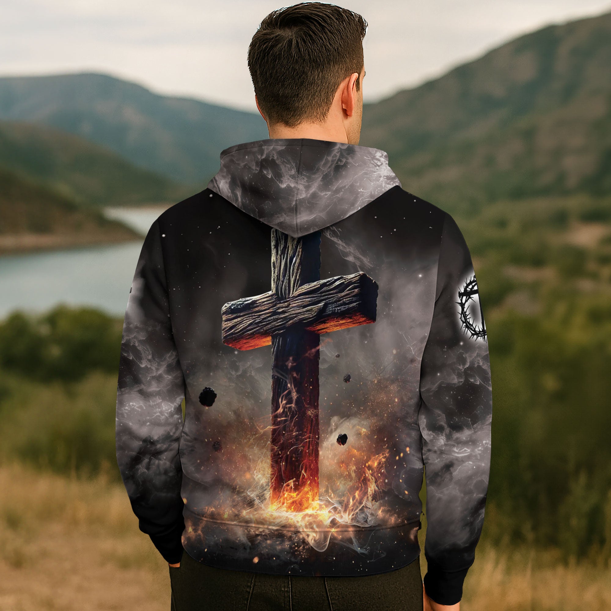 Faith Over Fear Lion Cross Hoodie