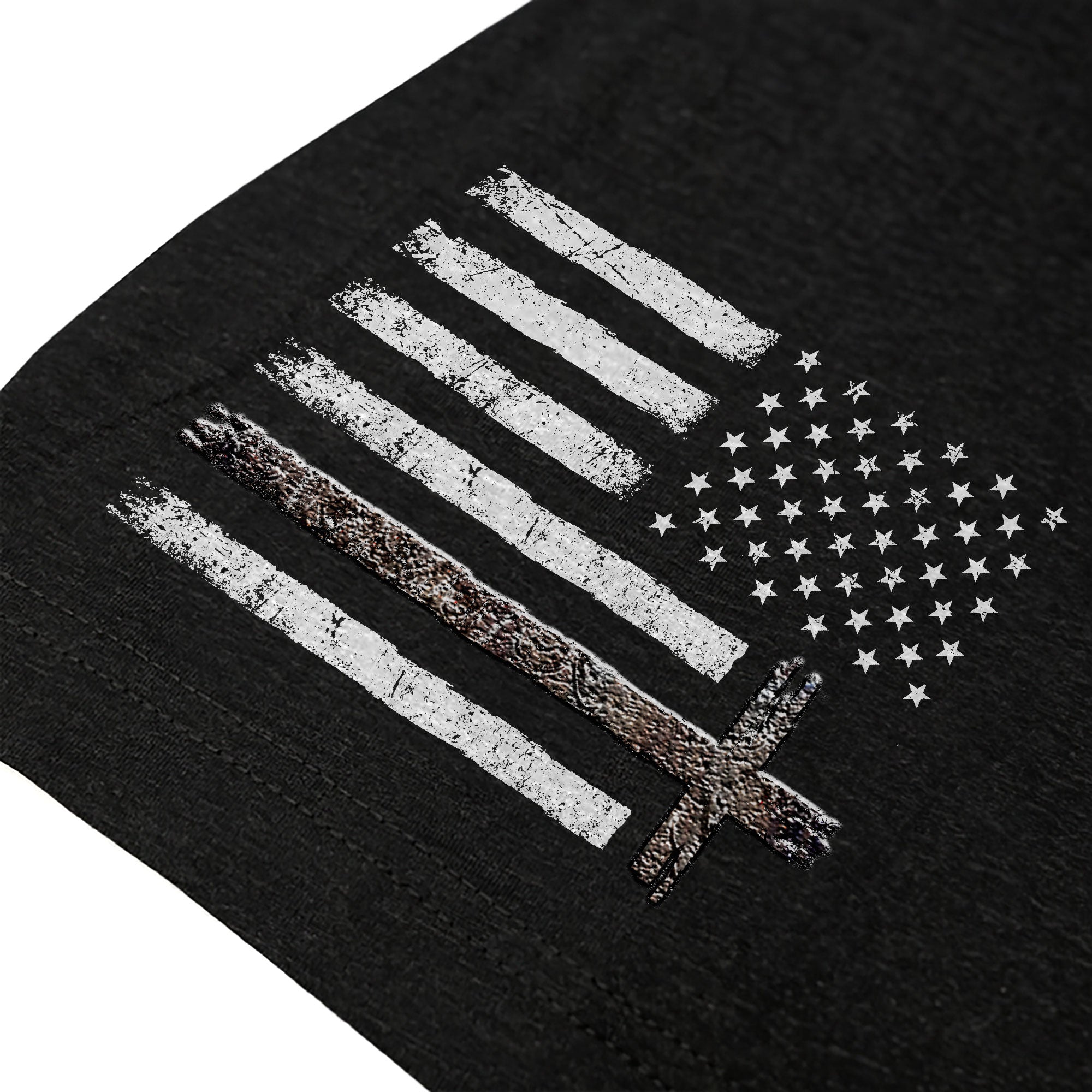 Faith Over Fear Christian T-Shirt American Flag Cross Shield Design