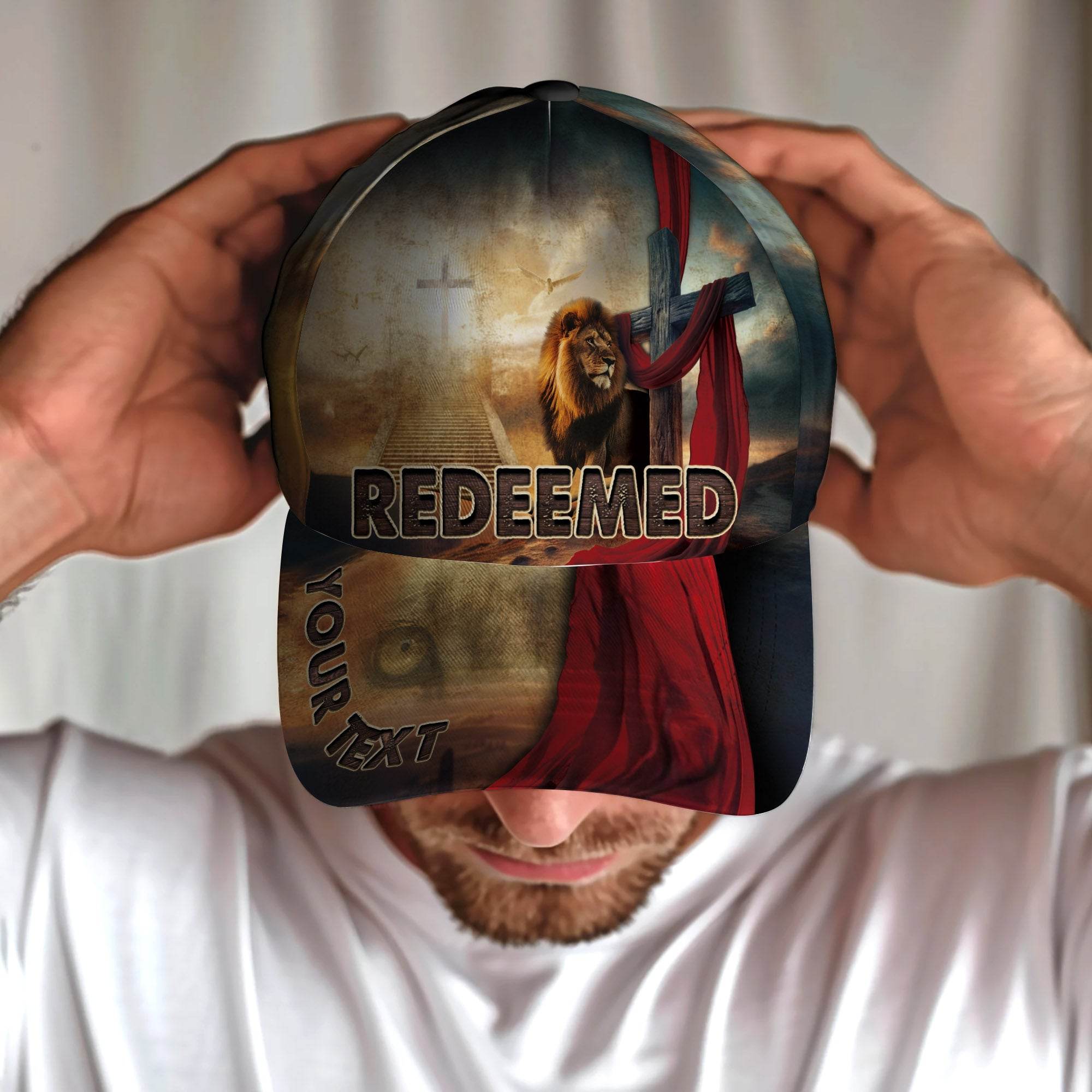 REDEEMED Custom Lion & Cross Cap – The Way, The Truth, The Life - Rust Field Wear