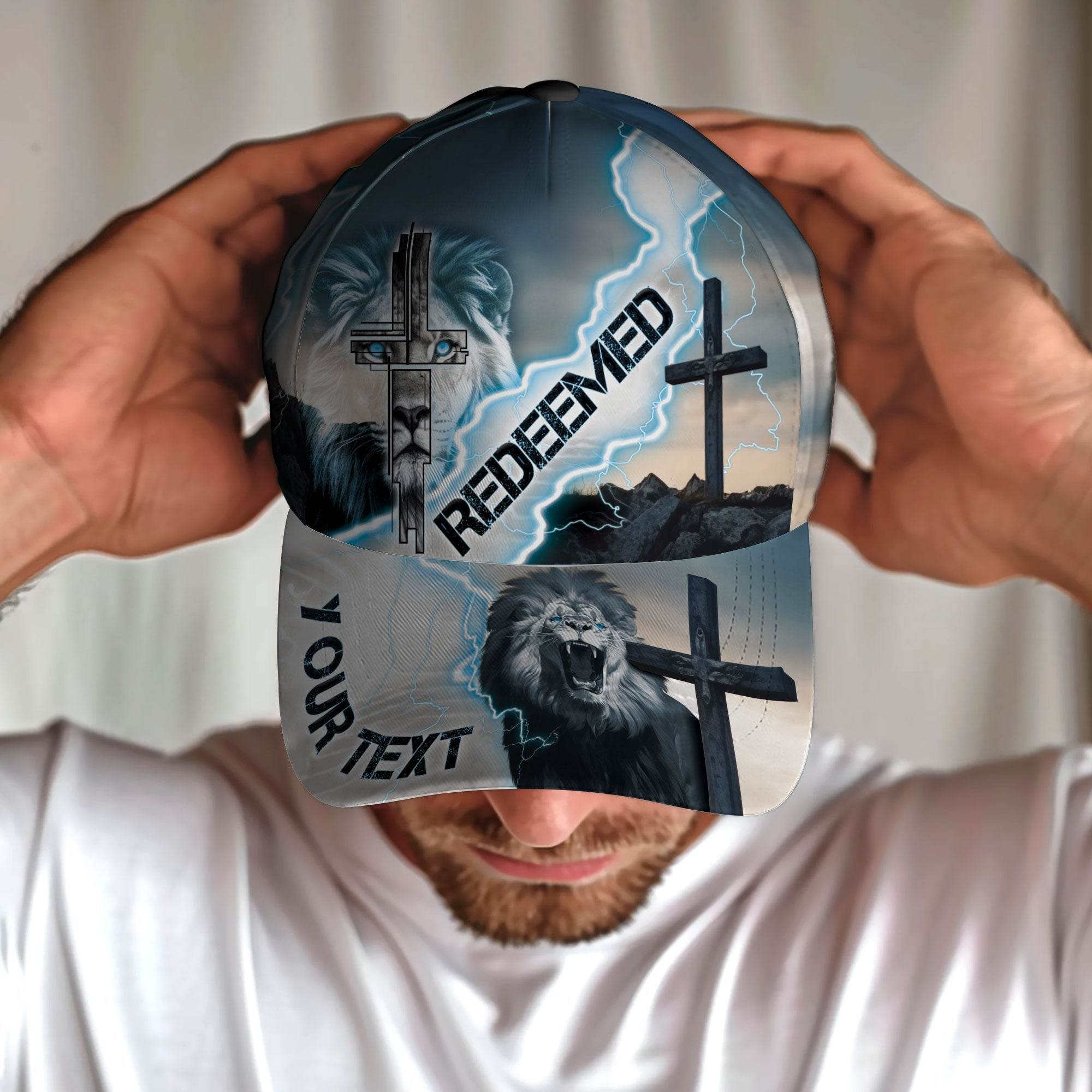 REDEEMED – White Lion of Judah Christian Customized Hat - Rust Field Wear