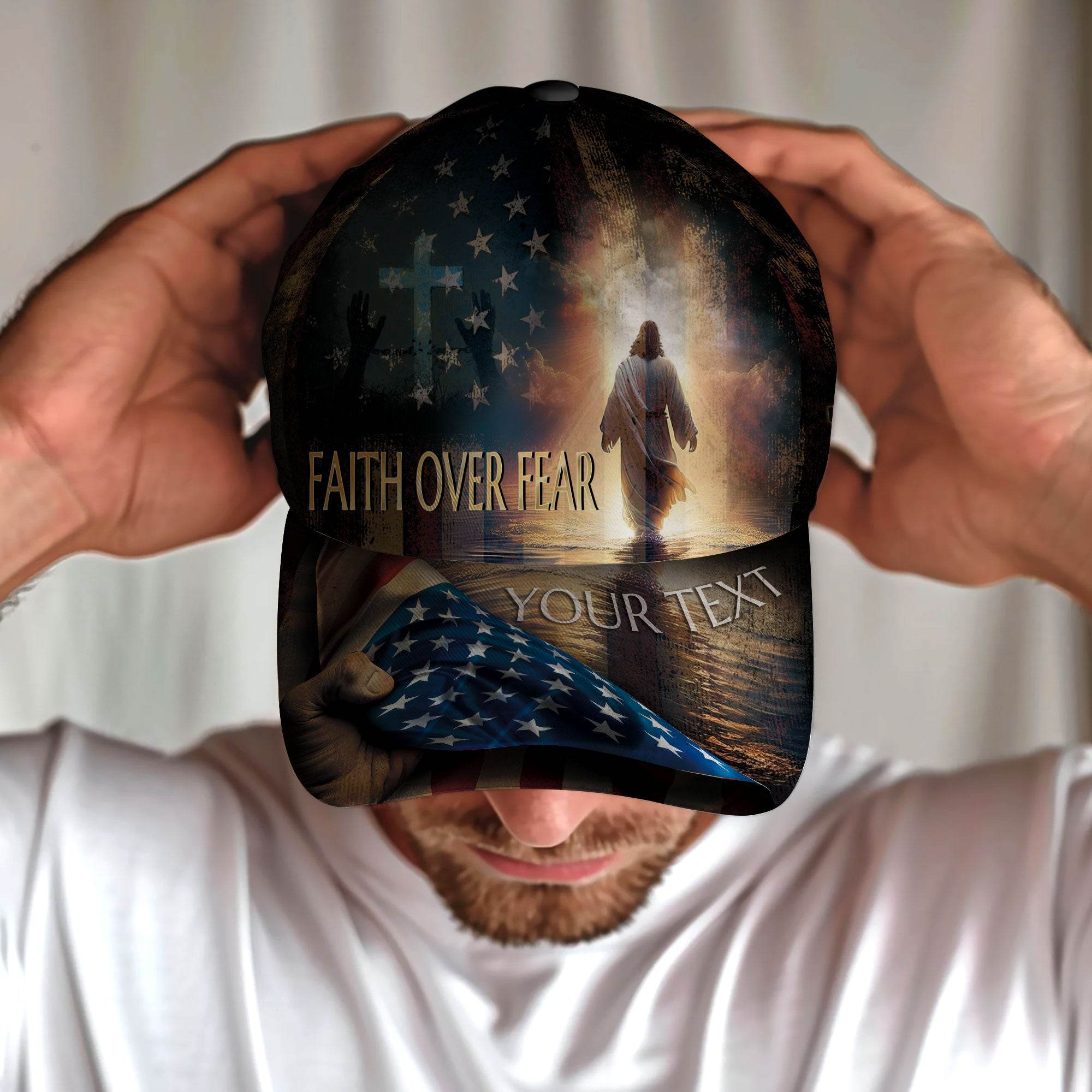 Faith Over Fear – Jesus Walks With Me Custom Hat - Rust Field Wear
