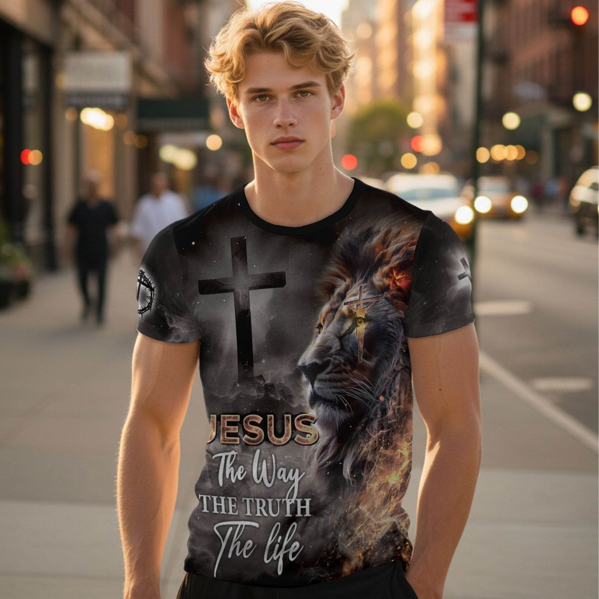 Jesus – The Way, The Truth, The Life | Lion of Judah Double-Sided Tee - Rust Field Wear