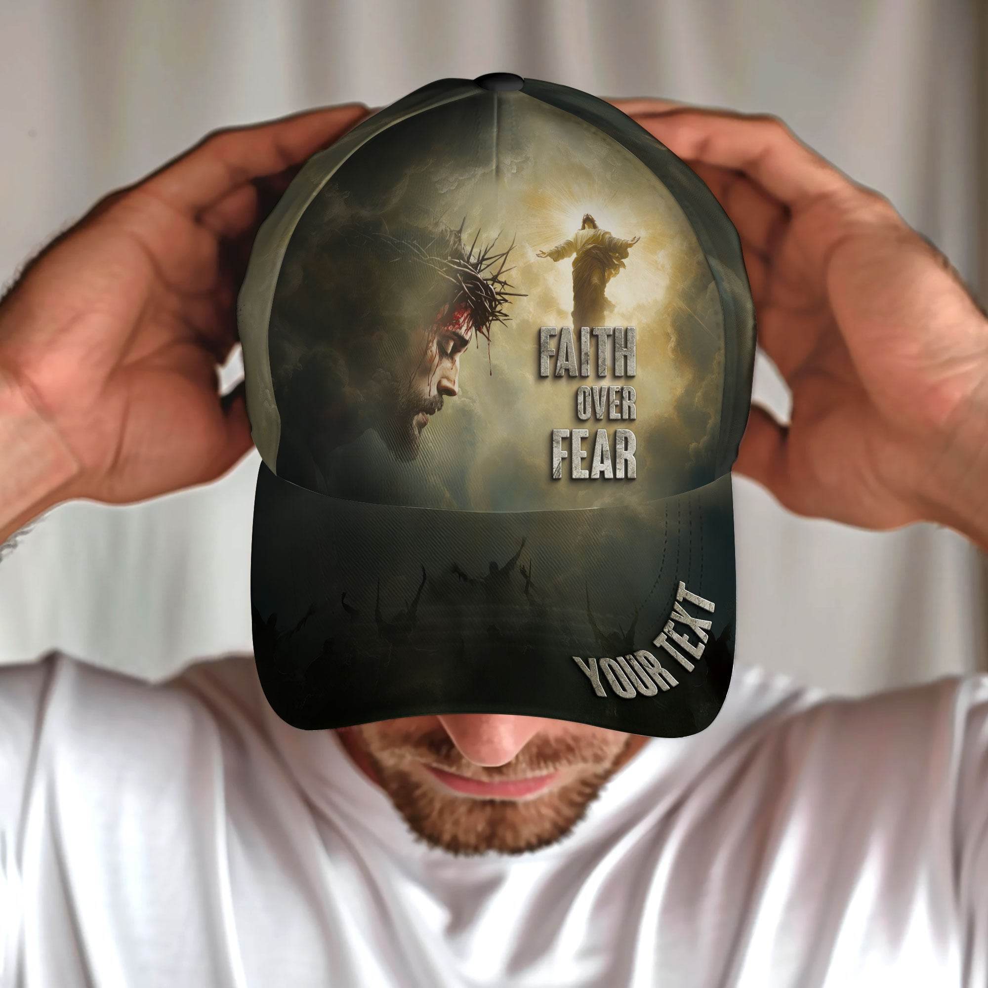Custom Faith Over Fear Resurrection Hat - Rust Field Wear