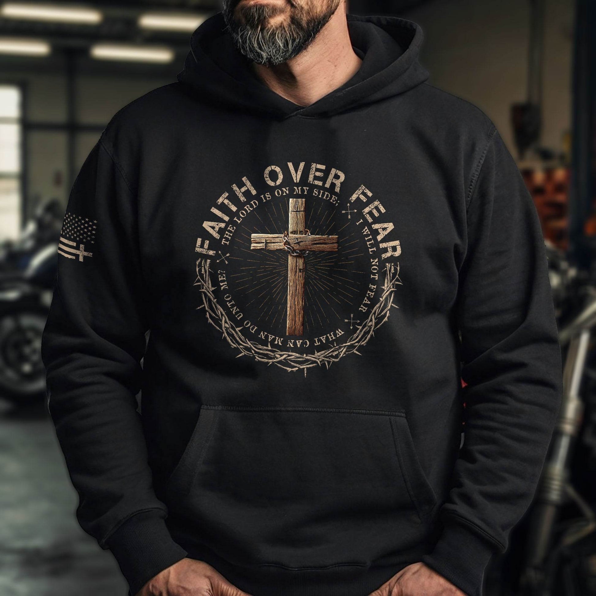 Faith Over Fear Cross And Doves Christian Hoodie - Rust Field Wear