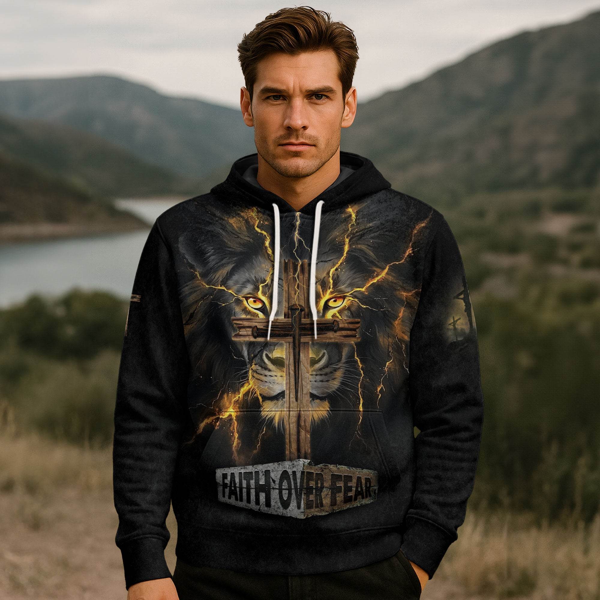 A Fierce Faith "Faith Over Fear" Lion And Lightning Hoodie