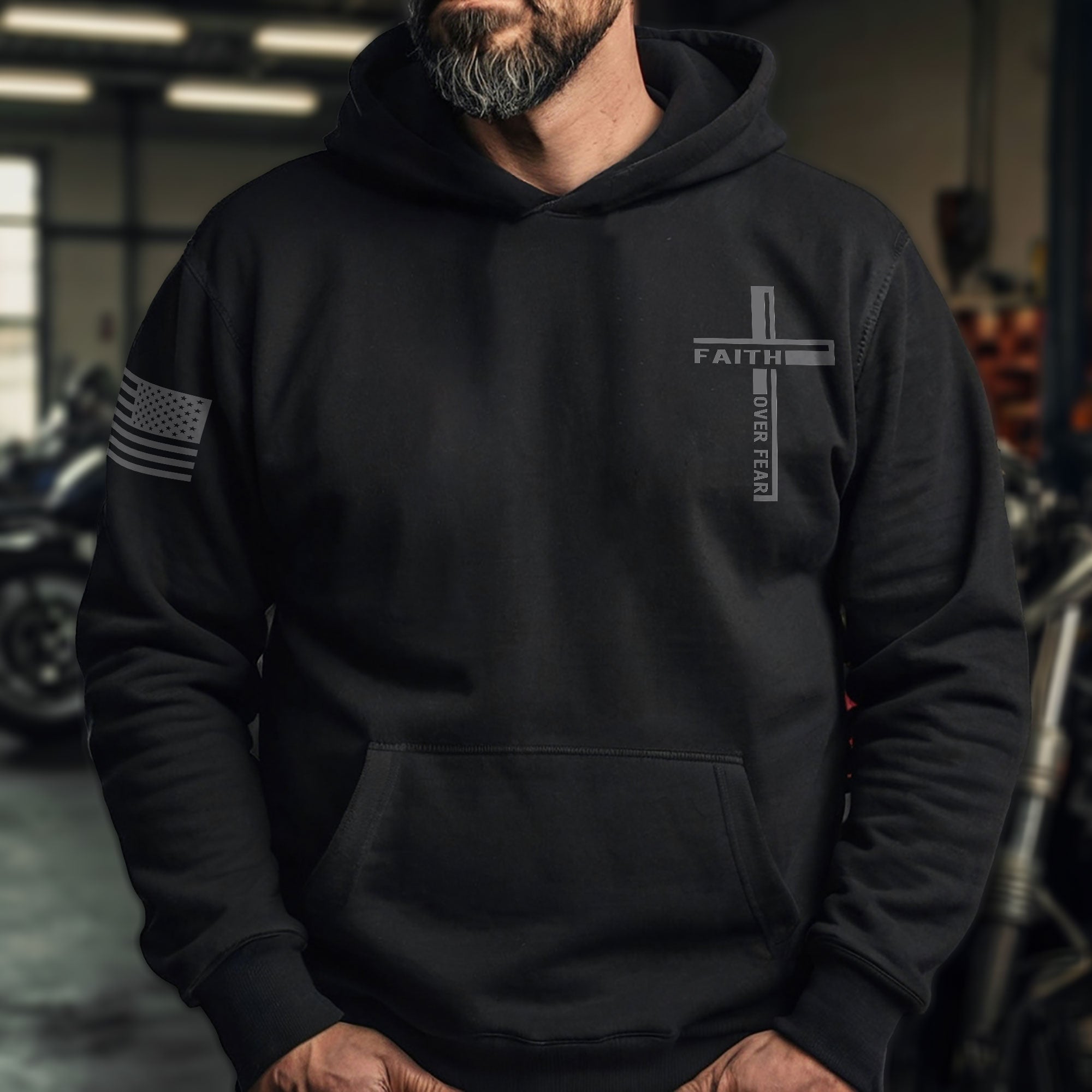 Faith Over Fear Minimalist Cross Psalms 118 6 Christian Hoodie