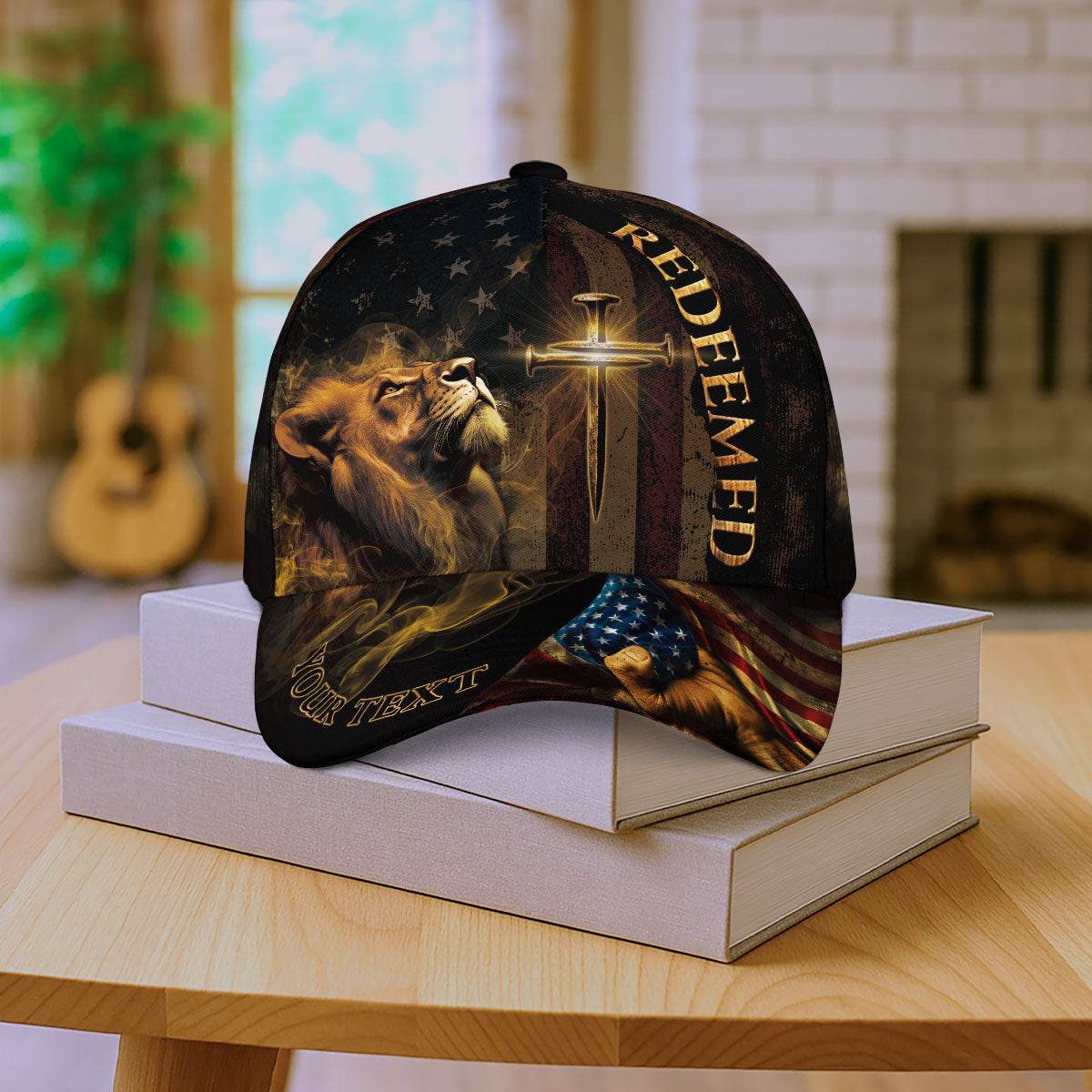 REDEEMED Christian Lion & Sword Hat – American Faith Personalized Edition - Rust Field Wear