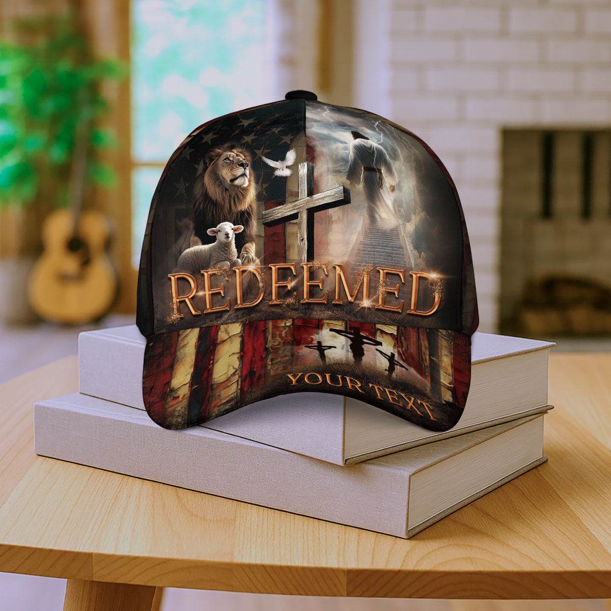 REDEEMED Cross & Lion Christian Cap – Personalized Symbol of Salvation - Rust Field Wear