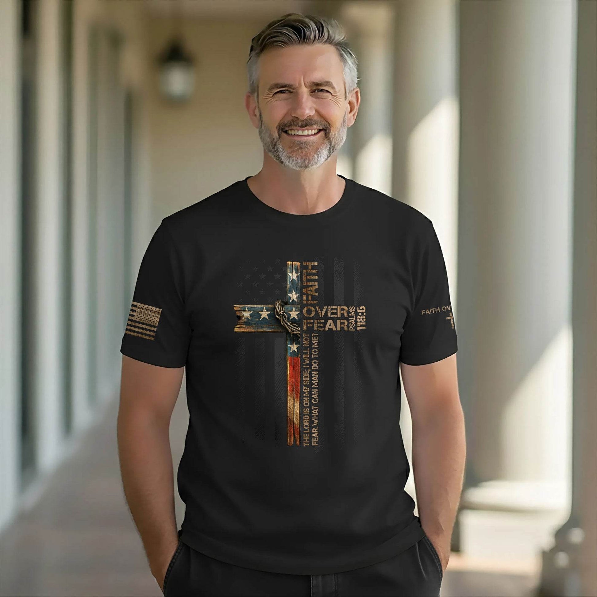 Faith Over Fear – Psalm 118:6 Collection | Christian Warrior Tees (Black Version) - Rust Field Wear