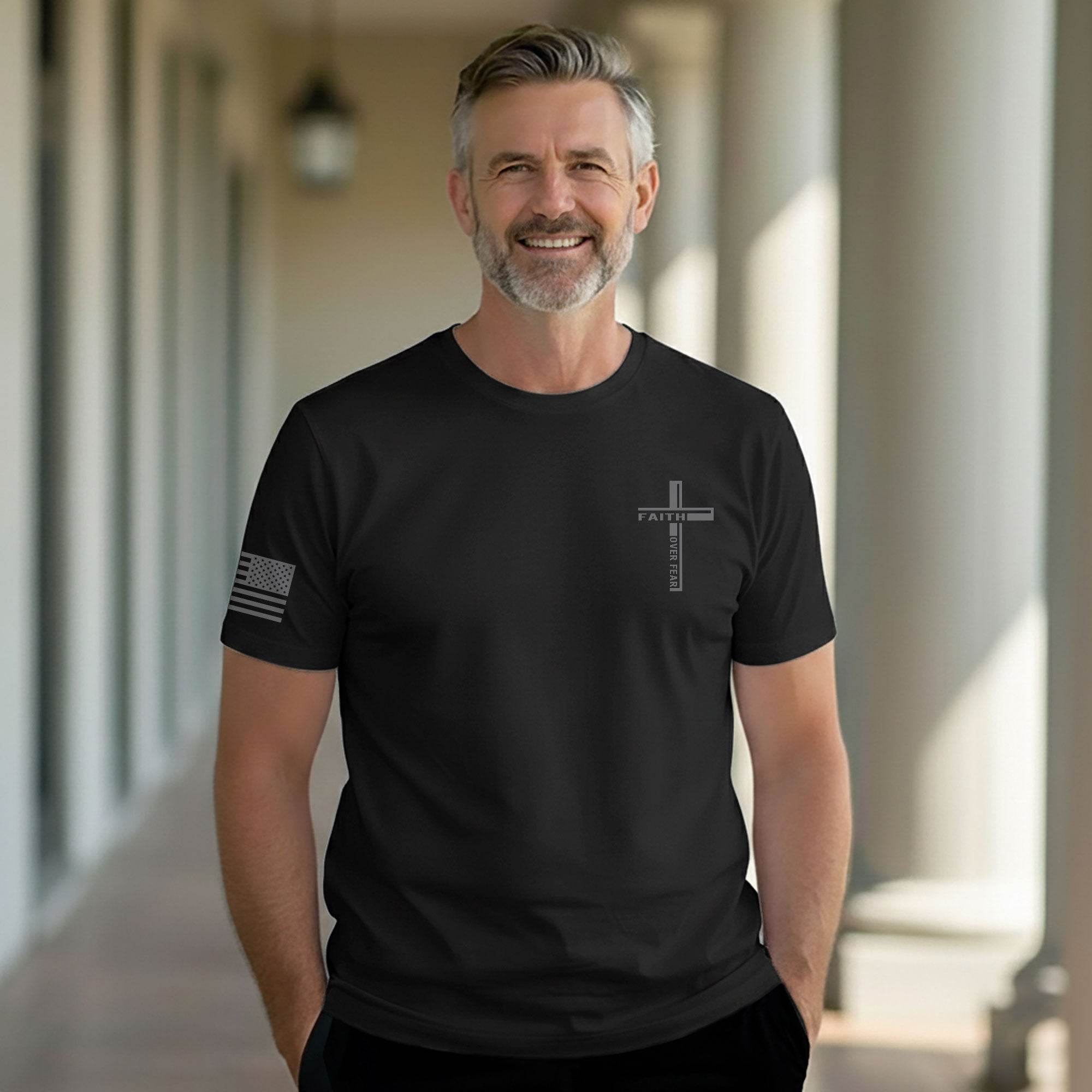 Faith Over Fear Psalm 118:6 Cross Graphic T-Shirt - Rust Field Wear