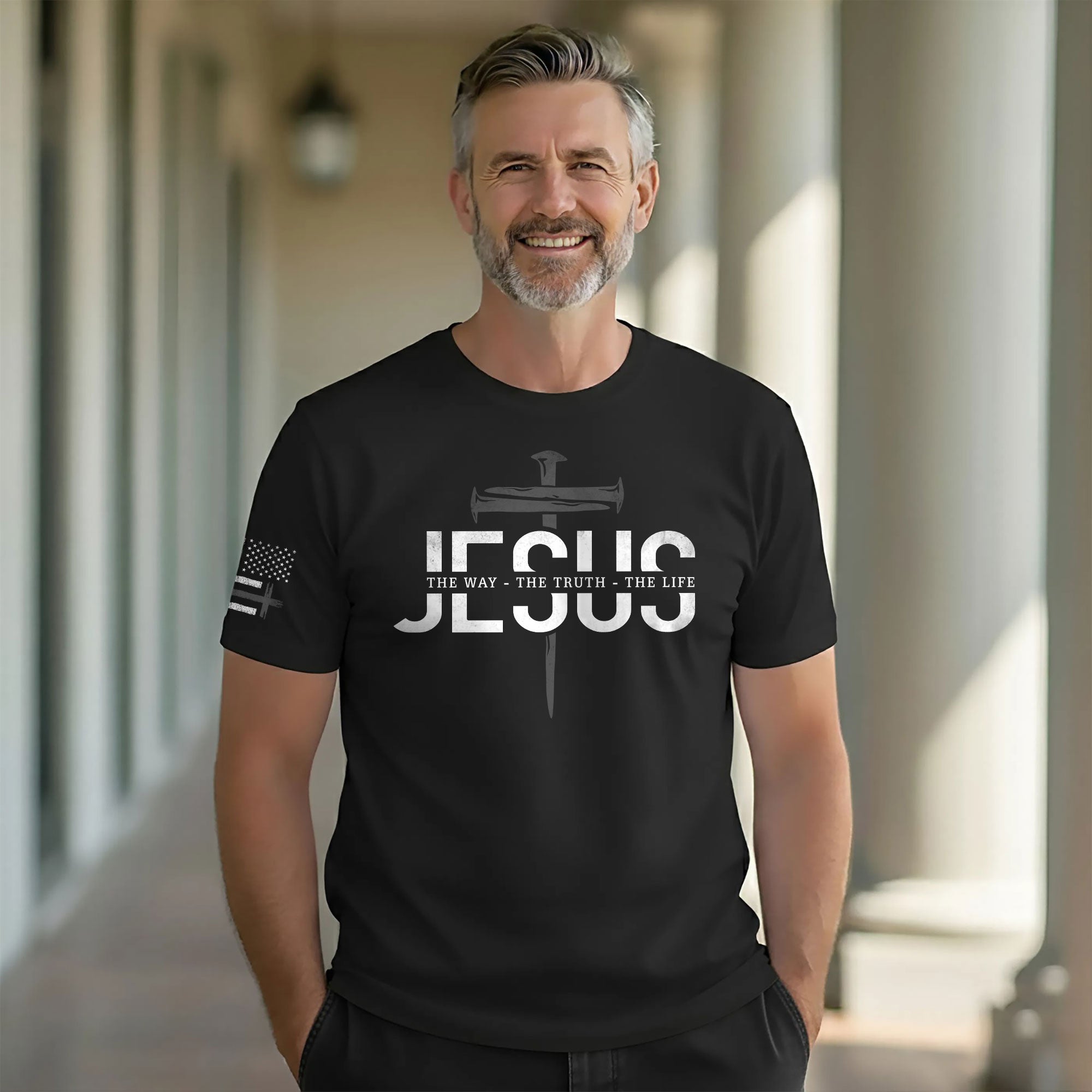 Jesus The Way The Truth The Life Christian T Shirt Cross Nail Design