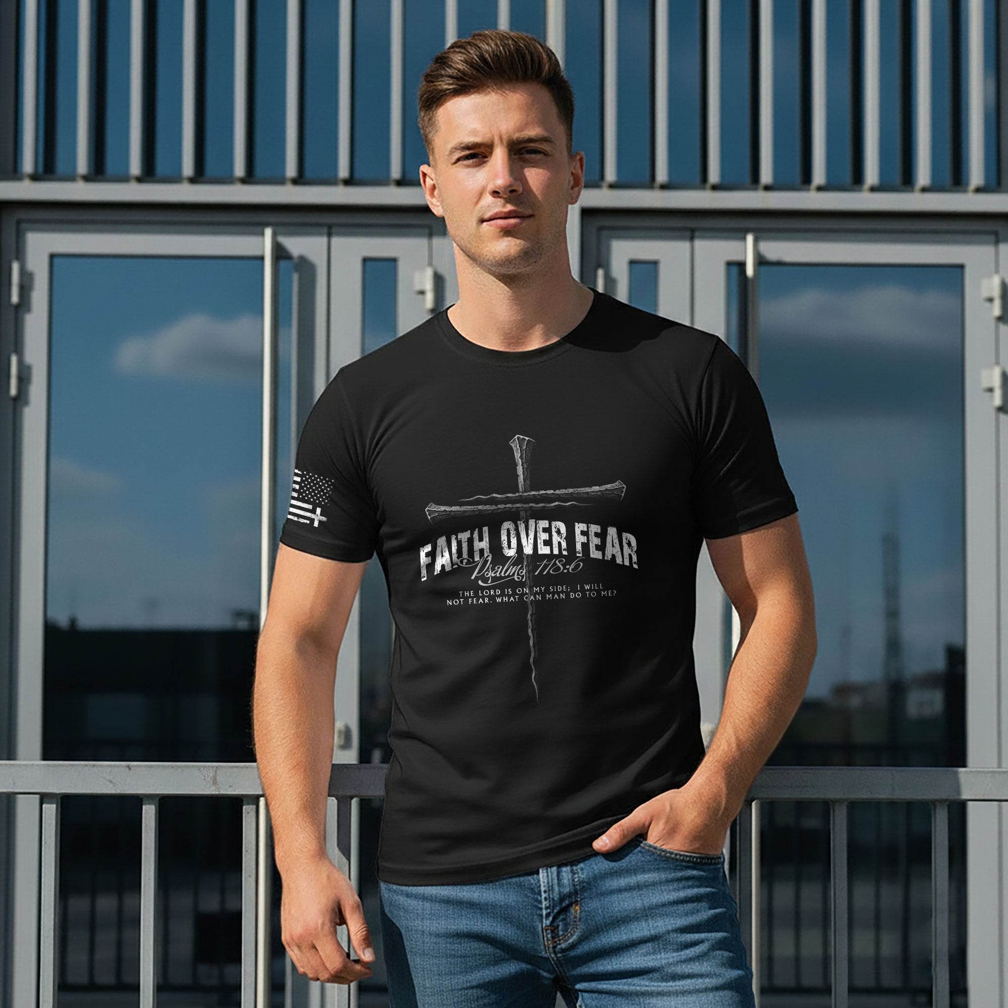 Faith Over Fear Psalm 118:6 Cross T-Shirt - Rust Field Wear