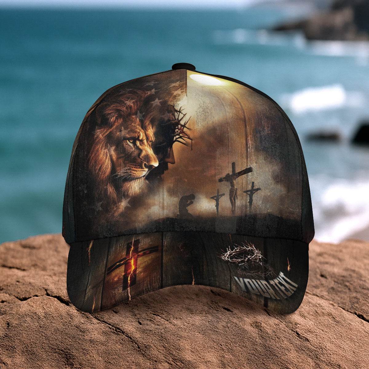 Lion of Judah & The Cross – Bold Christian Faith Customized Hat - Rust Field Wear
