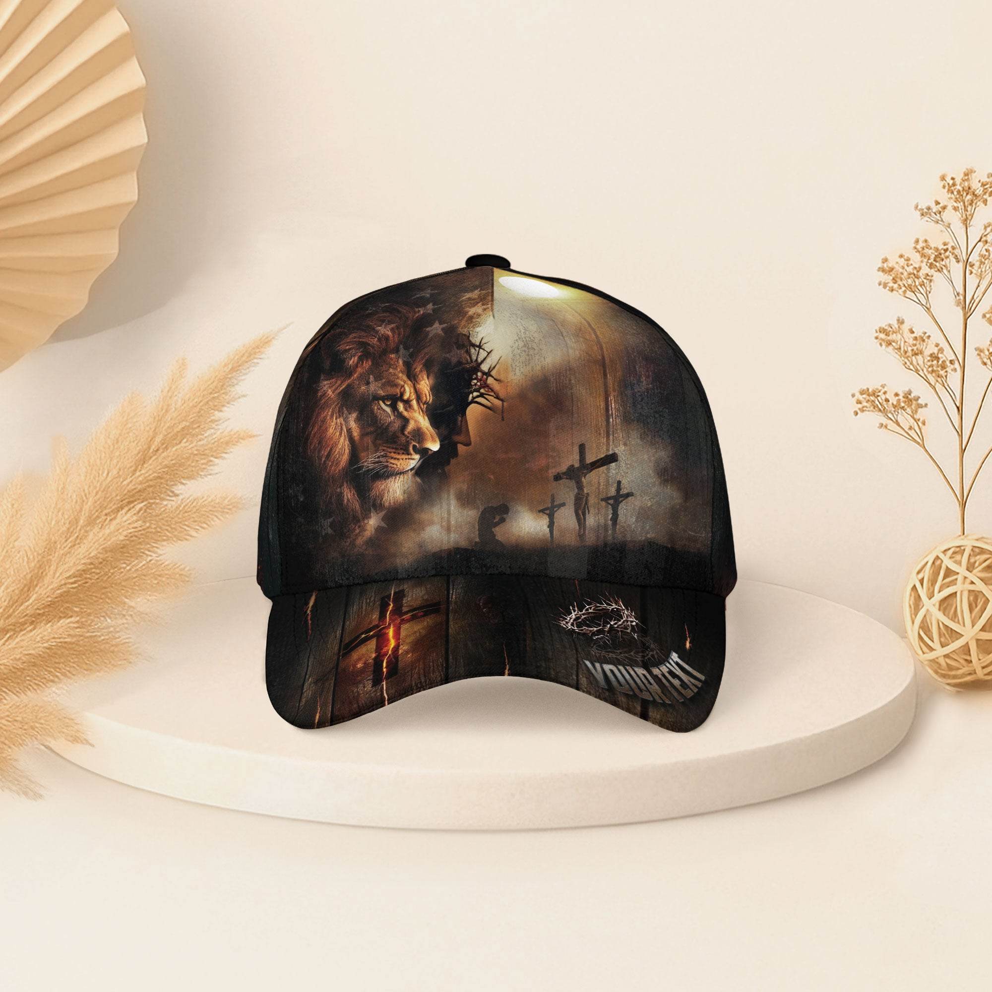 Lion of Judah & The Cross – Bold Christian Faith Customized Hat - Rust Field Wear