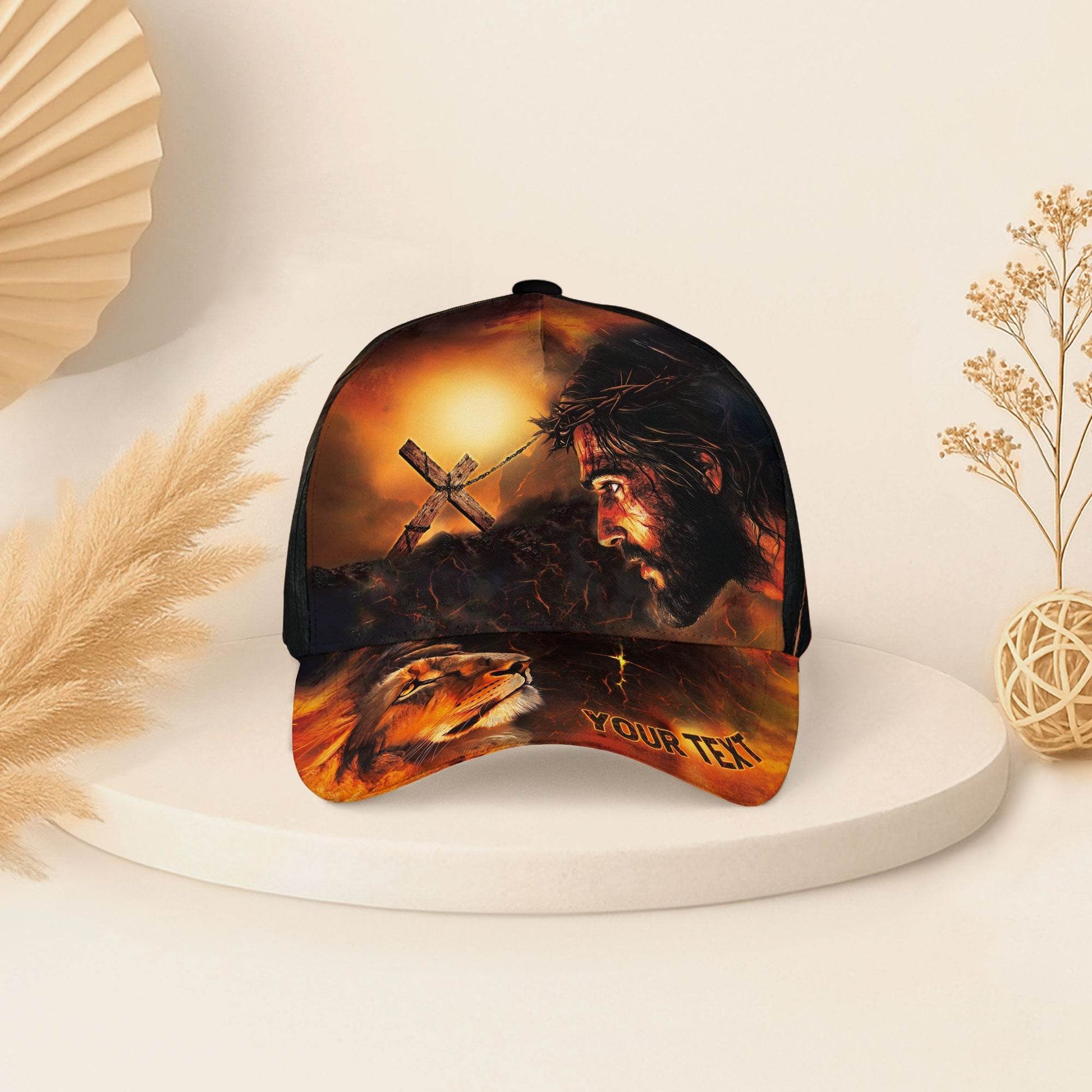 The Cross & The King – Jesus and Lion Christian Customized Hat - Rust Field Wear