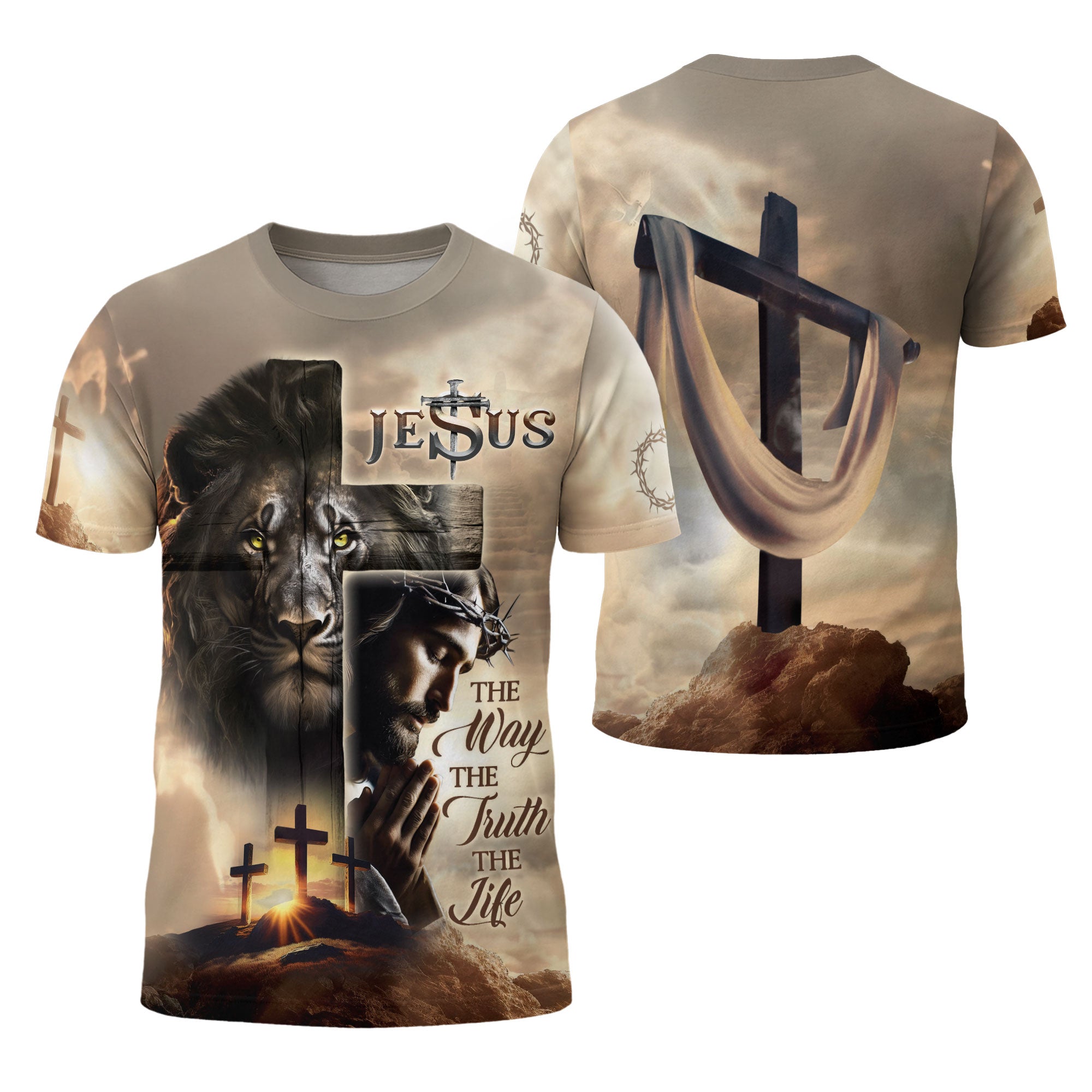Lion Cross Resurrection Christian T-Shirt