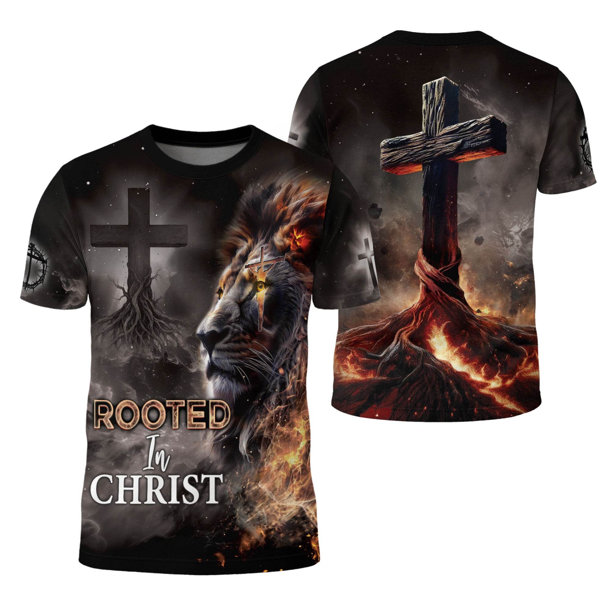 An Unshakeable Faith Rooted In Christ Lion Religious T-Shirt - Rust Field Wear