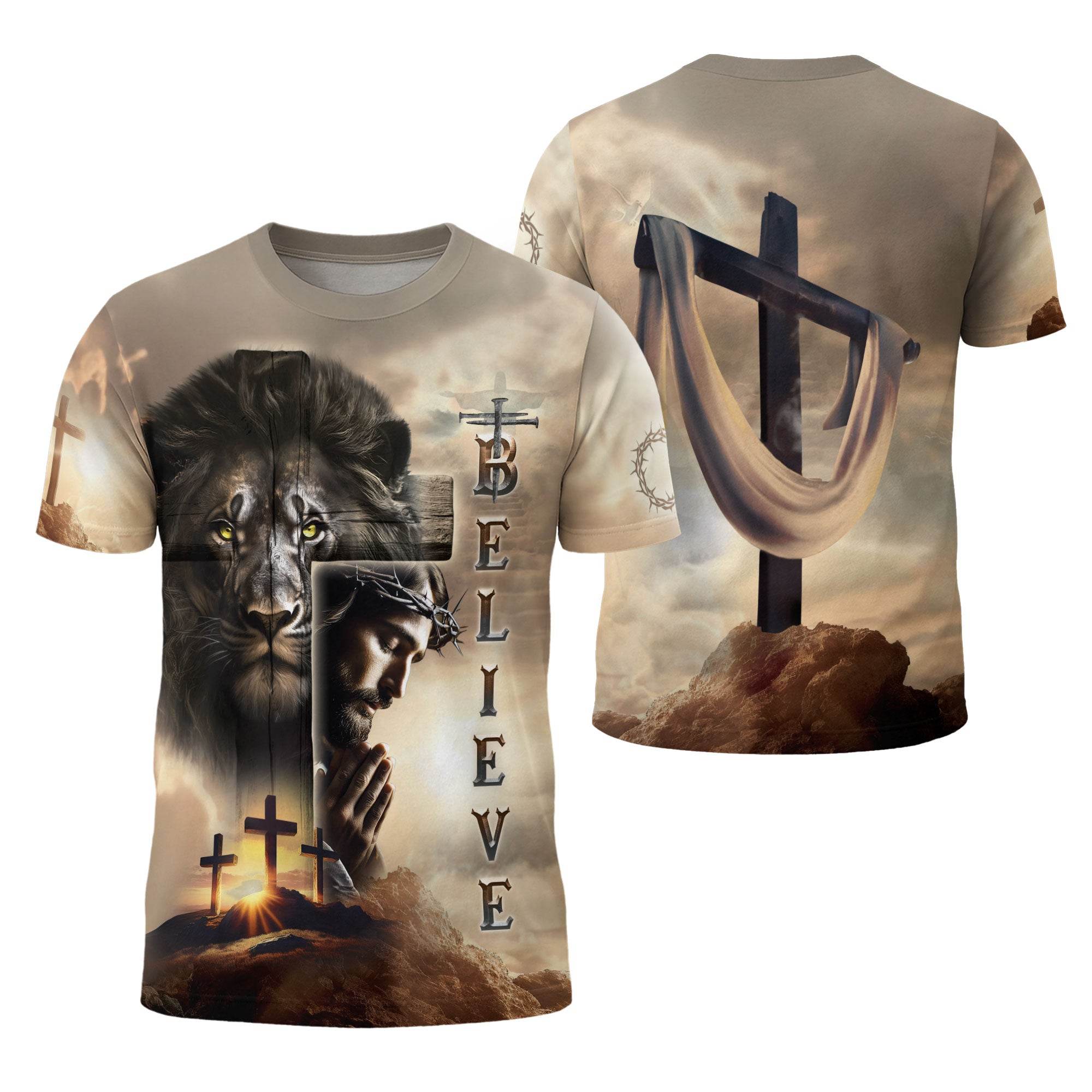 Believe In The Lion And The Savior Christian T-Shirt - Rust Field Wear