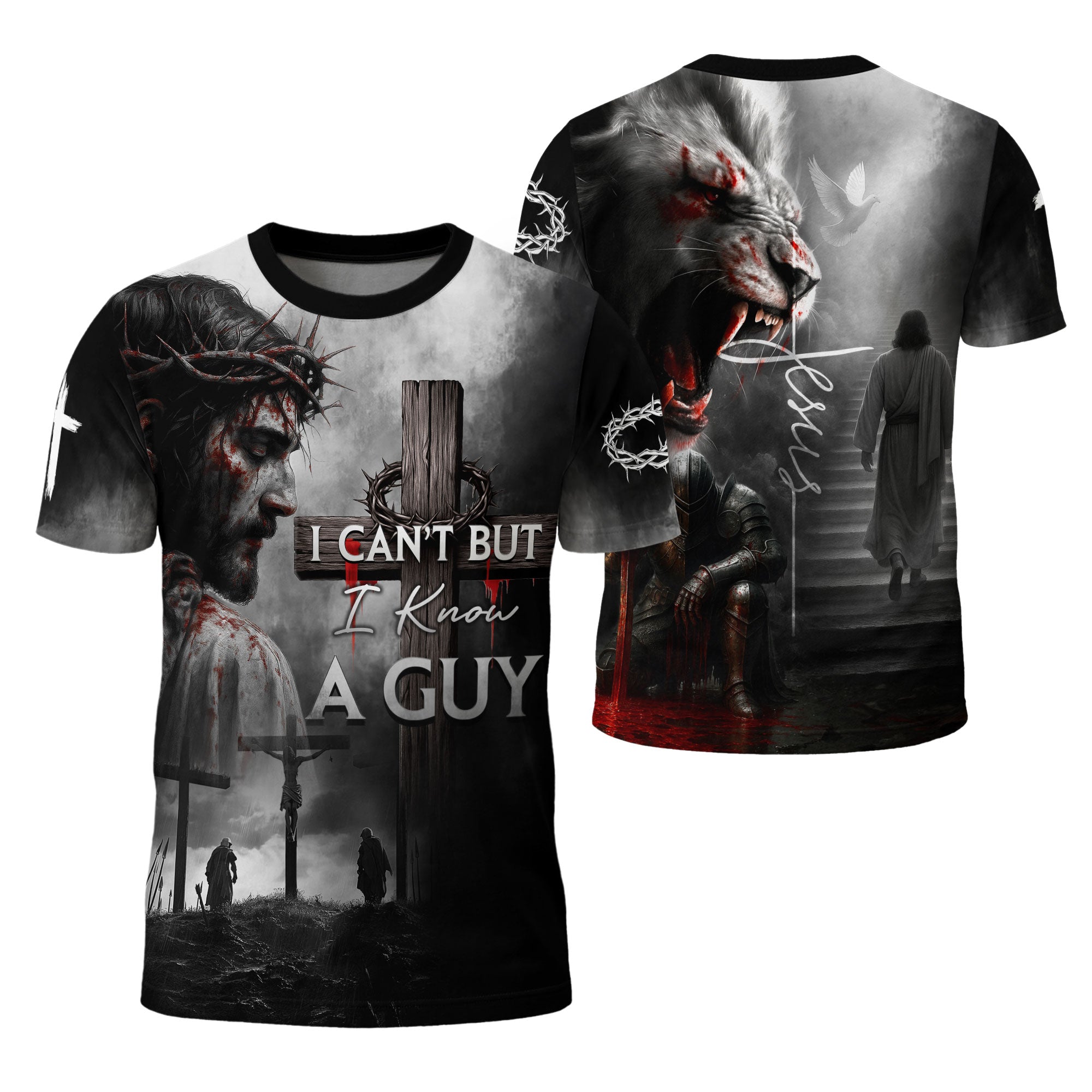 I Can’t But I Know A Guy Jesus Cross Lion Redemption Warrior Christian T-Shirt