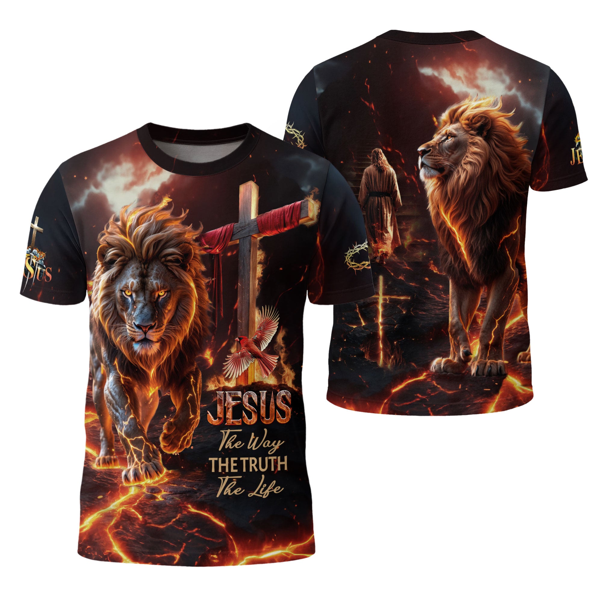 Jesus Lion Of Judah Cross Fiery Glory The Way The Truth The Life T-Shirt