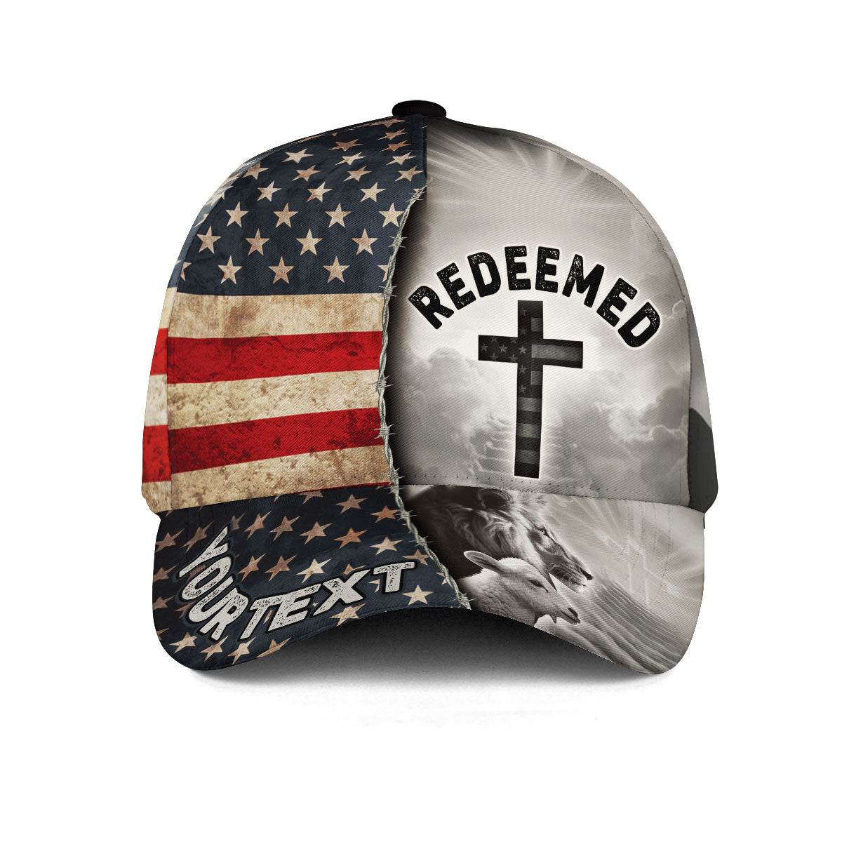 REDEEMED Custom American Flag & Cross Cap – Faith and Freedom United - Rust Field Wear