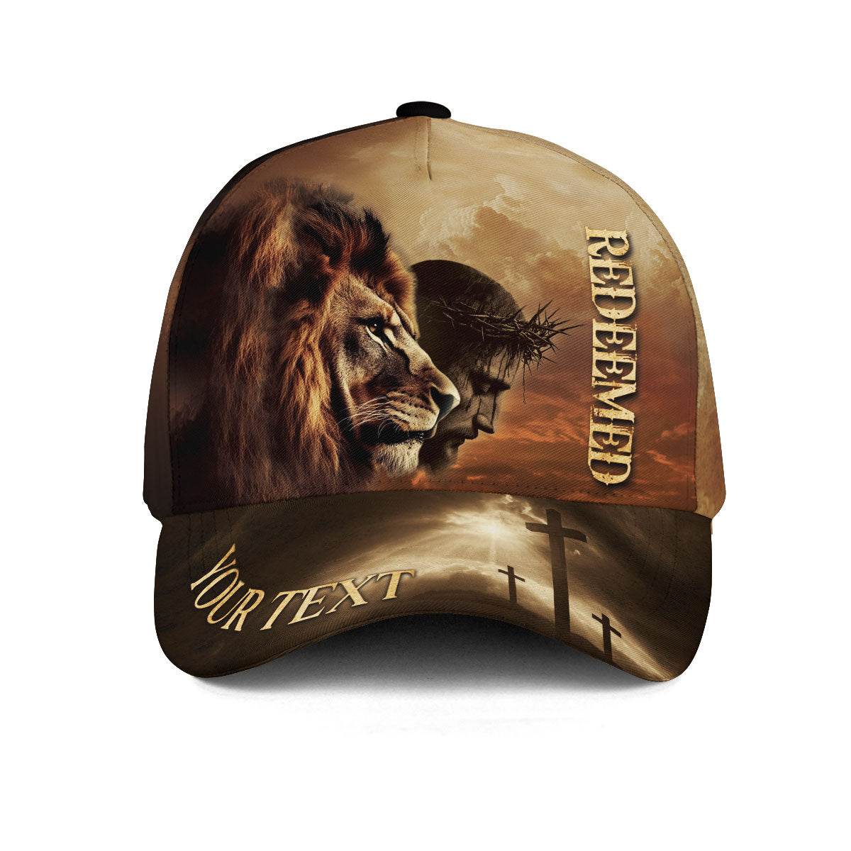 REDEEMED Lion and Christ Crown Cap – Custom Christian Hat - Rust Field Wear