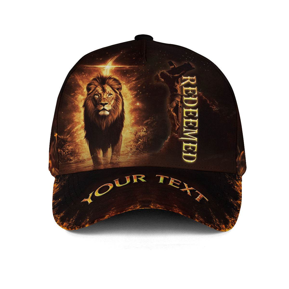 REDEEMED Lion of Judah Cap – Custom Christian Hat with Cross Design - Rust Field Wear