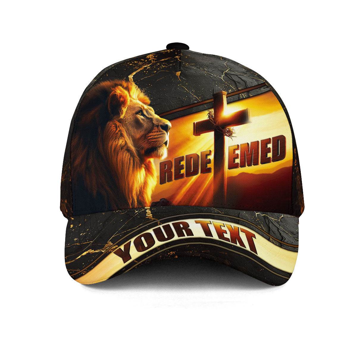 REDEEMED – Lion & Cross Sunset Christian Customized Hat - Rust Field Wear