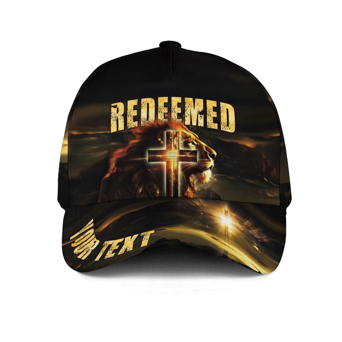 REDEEMED – Glowing Cross & Lion Christian Customized Hat - Rust Field Wear