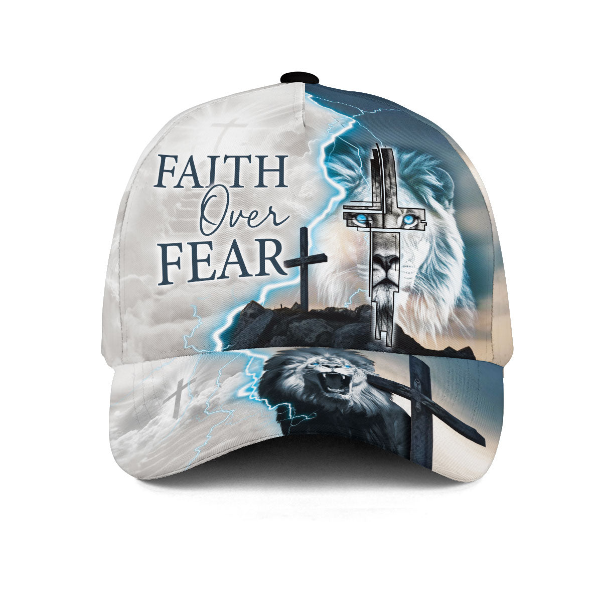 Faith Over Fear Christian Hat – Lion and Cross Cap for Believers