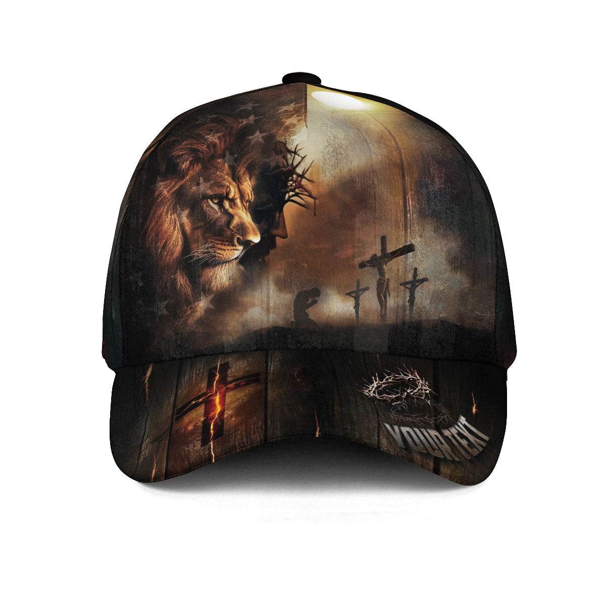Lion of Judah & The Cross – Bold Christian Faith Customized Hat - Rust Field Wear