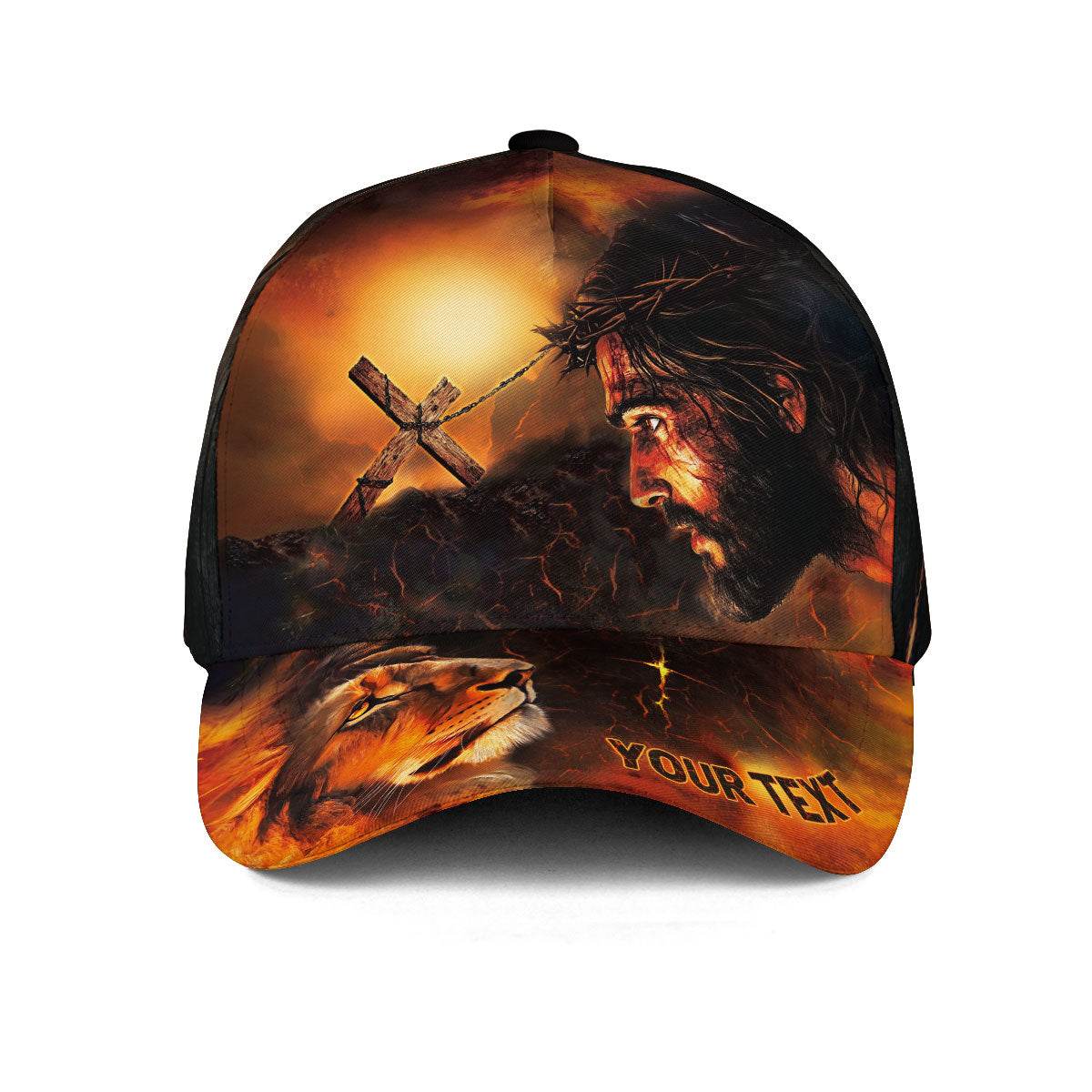 The Cross & The King – Jesus and Lion Christian Customized Hat - Rust Field Wear