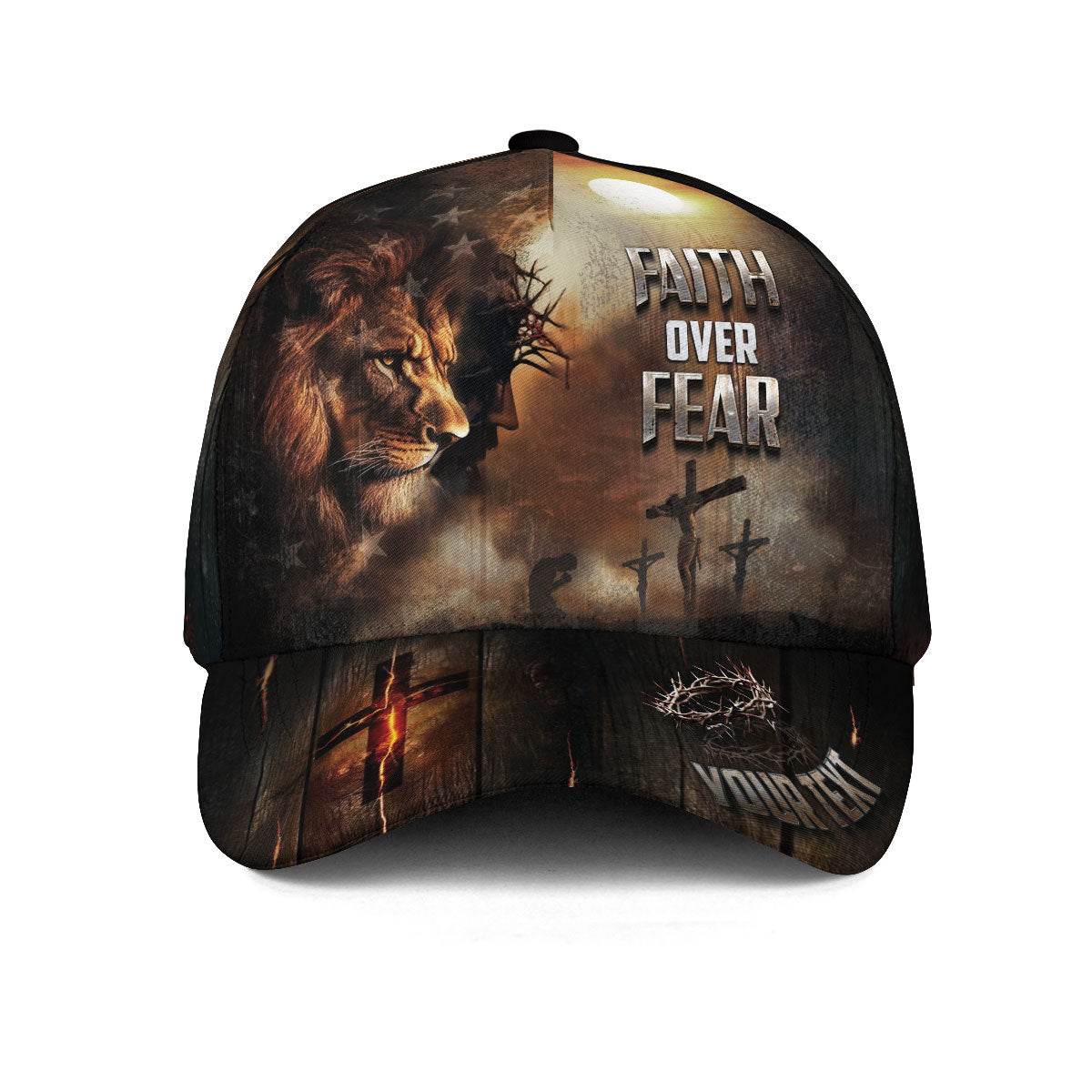 Custom Faith Over Fear Cross Hat - Rust Field Wear