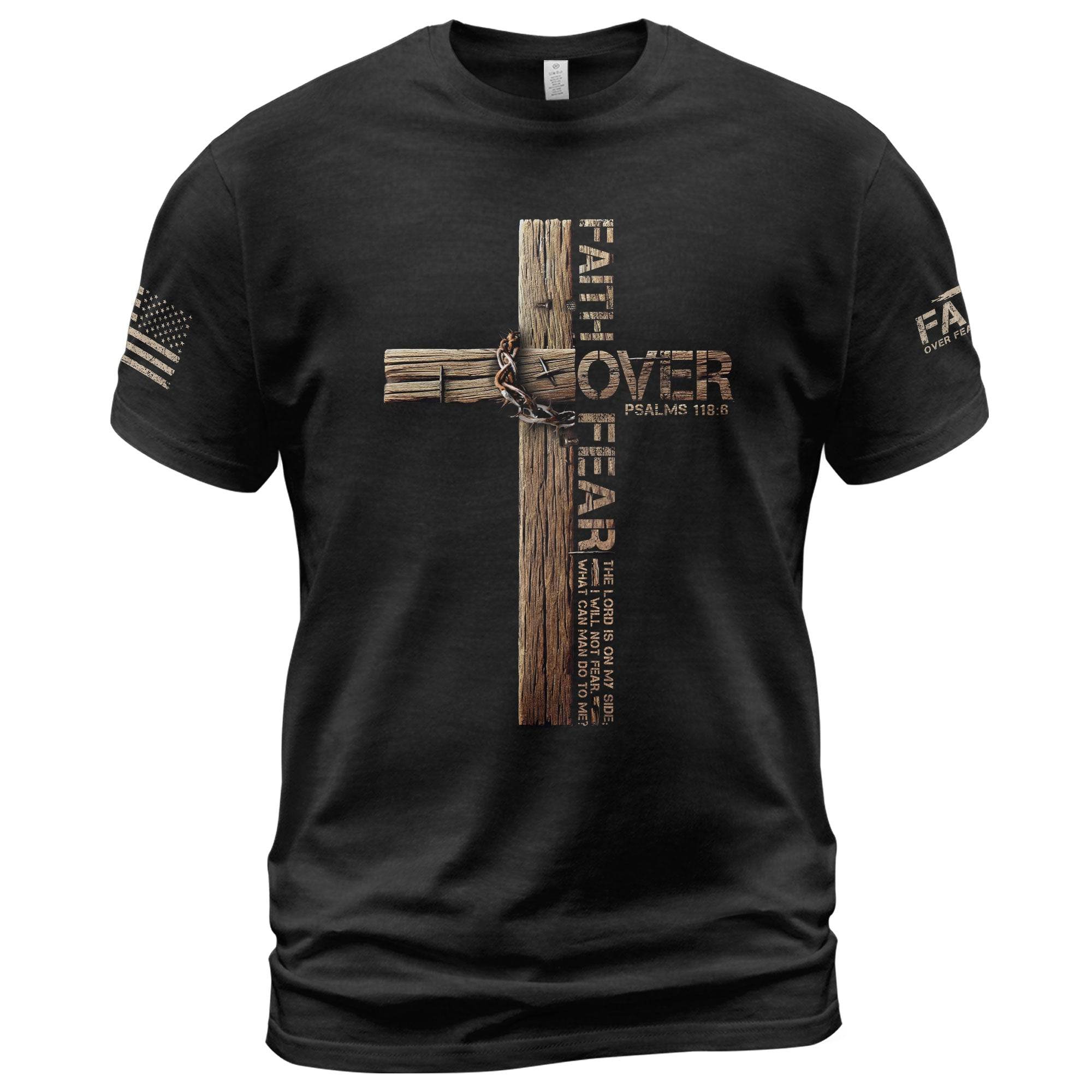 Christian Cross T-Shirt – Faith Over Fear Edition - Rust Field Wear