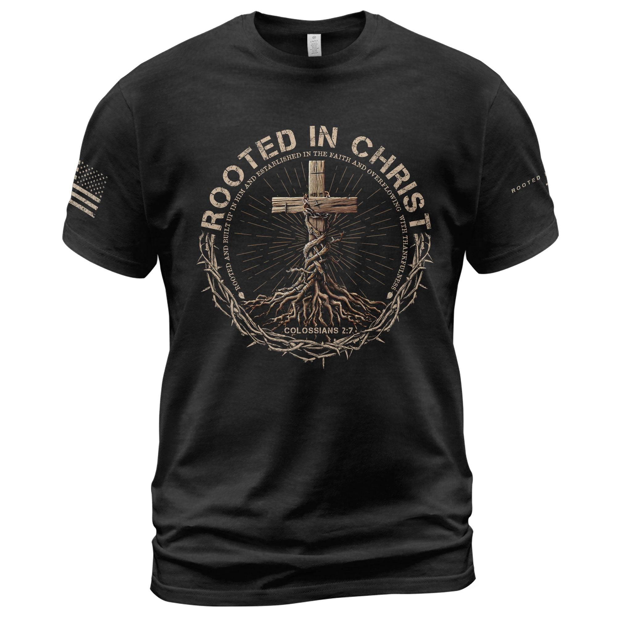 Rooted In Christ T-shirt - Rust Field Wear