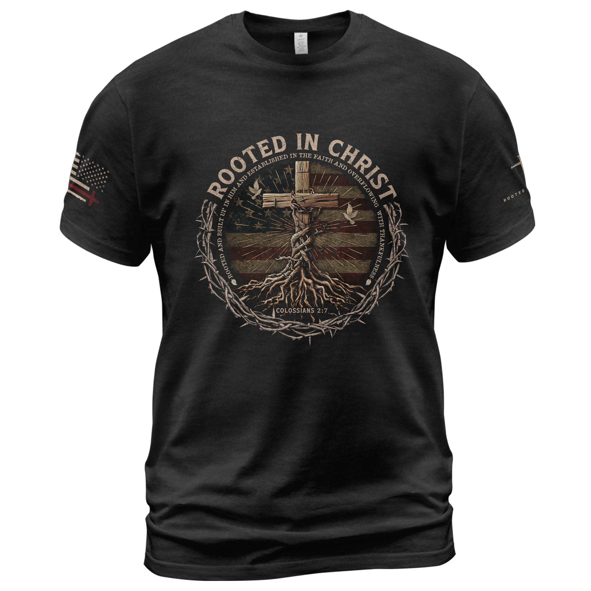 Rooted in Christ – Colossians 2:7 Tee - Rust Field Wear