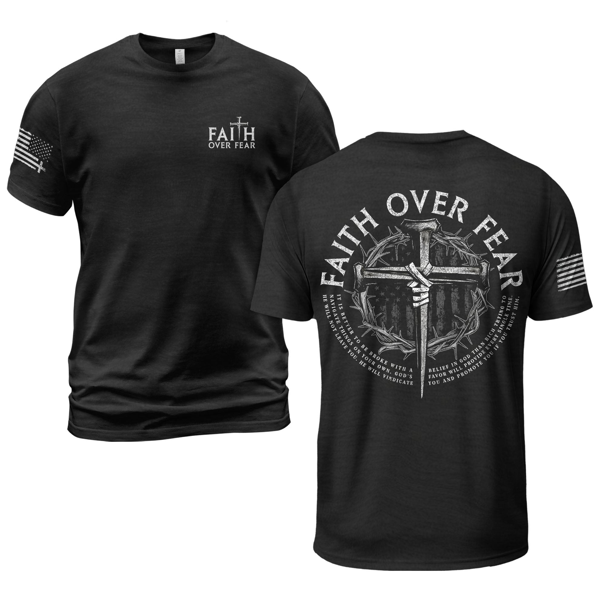 American Patriot Cross Faith Over Fear Tee
