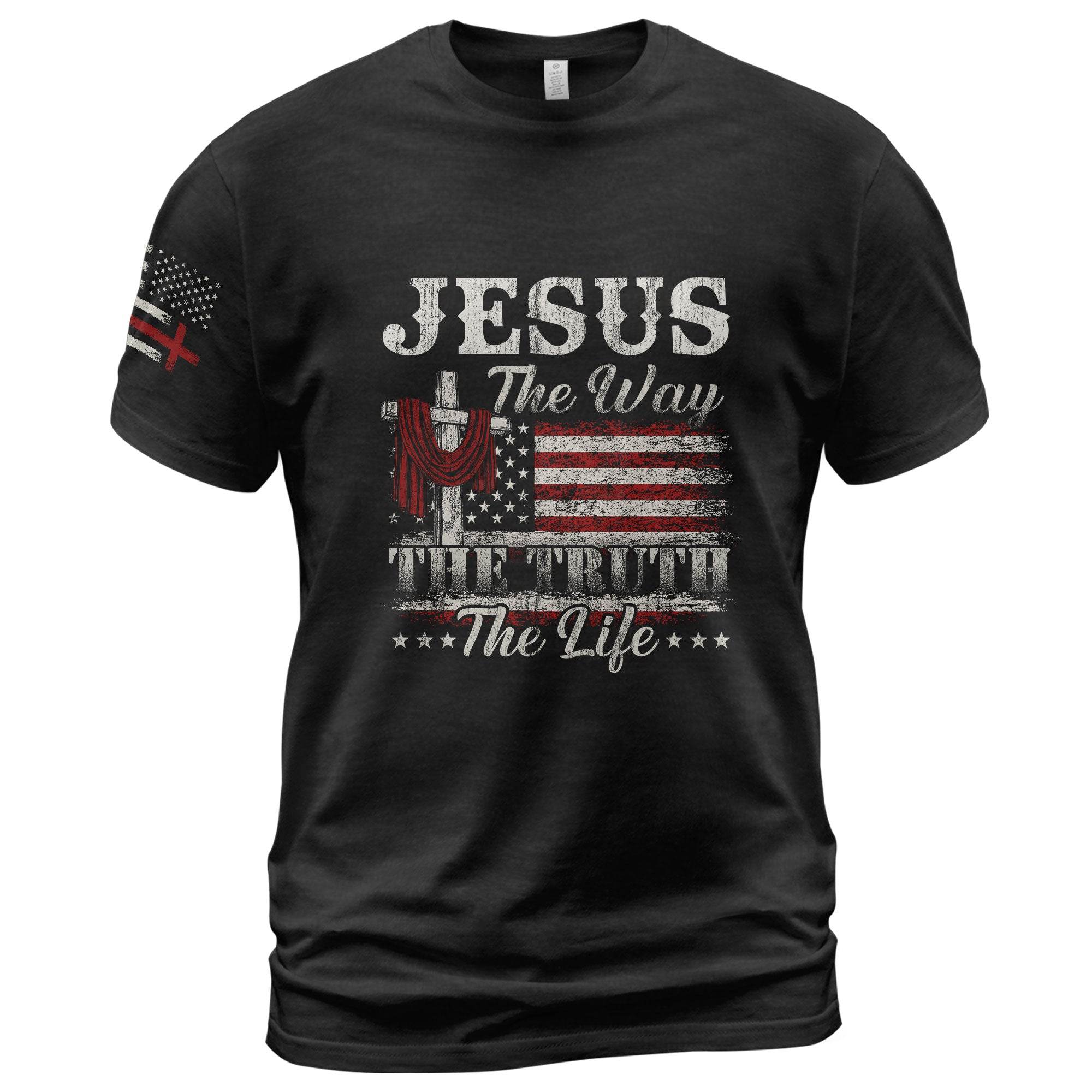 Jesus The Way The Truth The Life Flag Cross T-Shirt - Rust Field Wear