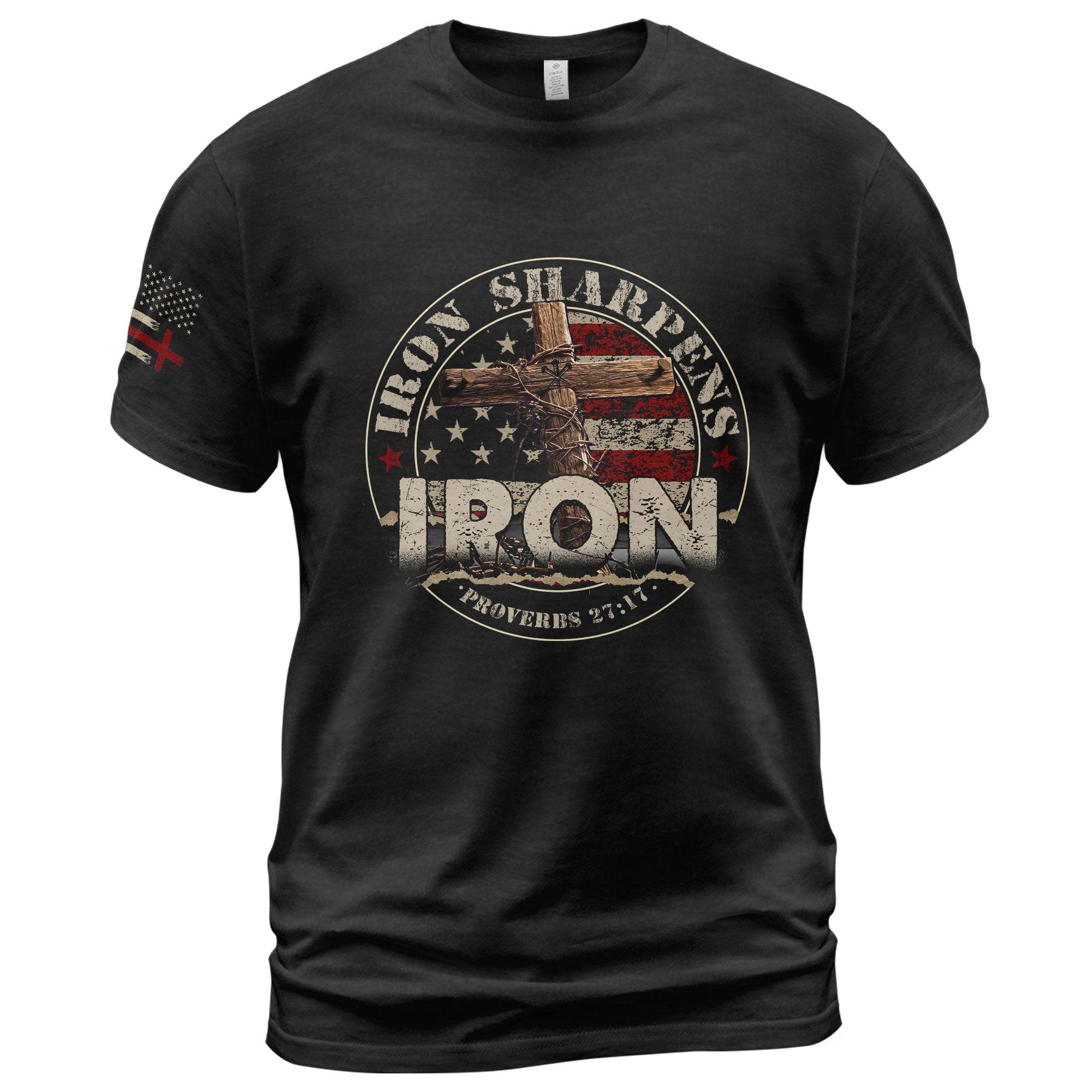 Iron Sharpens Iron Proverbs 27:17 Bible Verse T-Shirt - Rust Field Wear