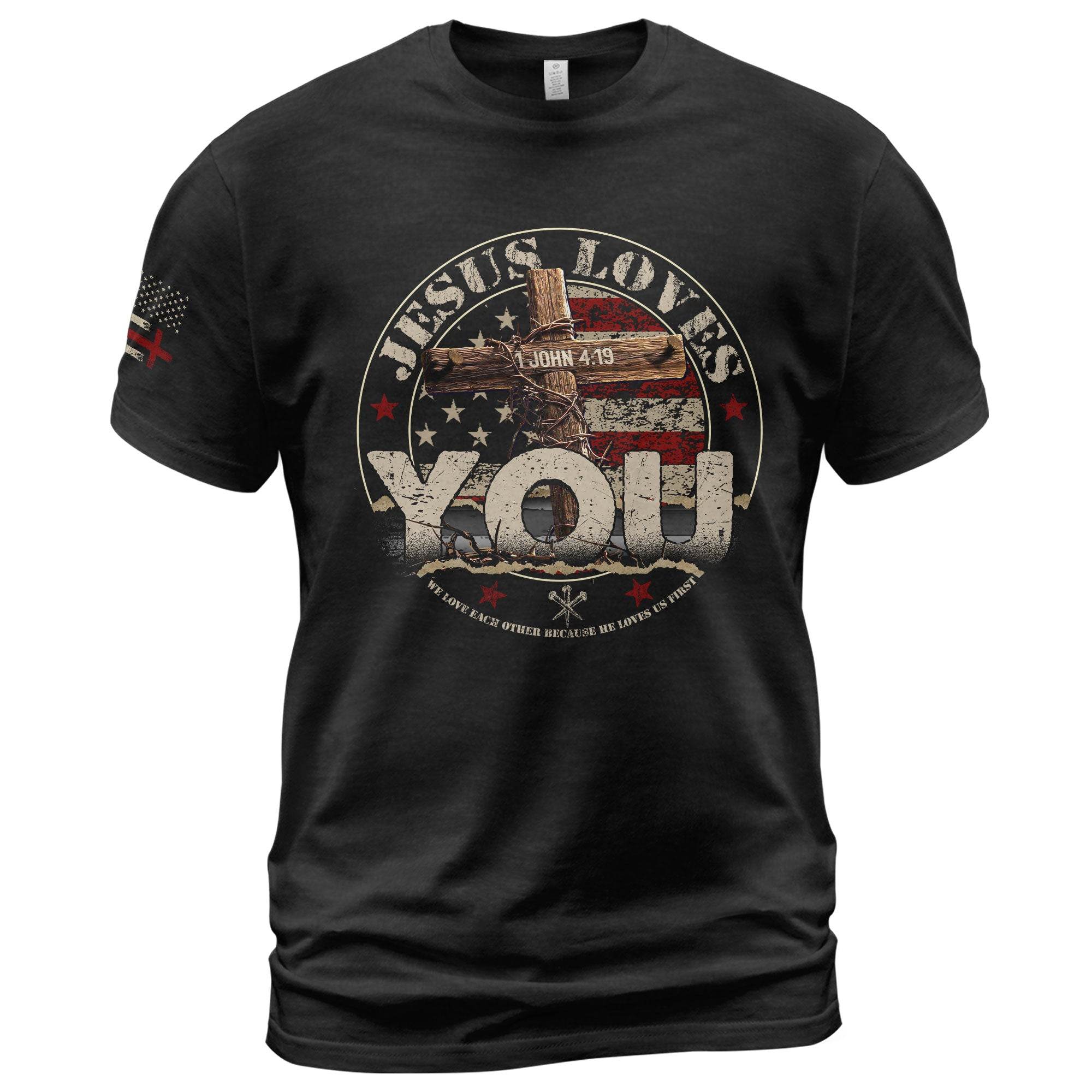 Jesus Loves You John 4:19 T-Shirt - Rust Field Wear