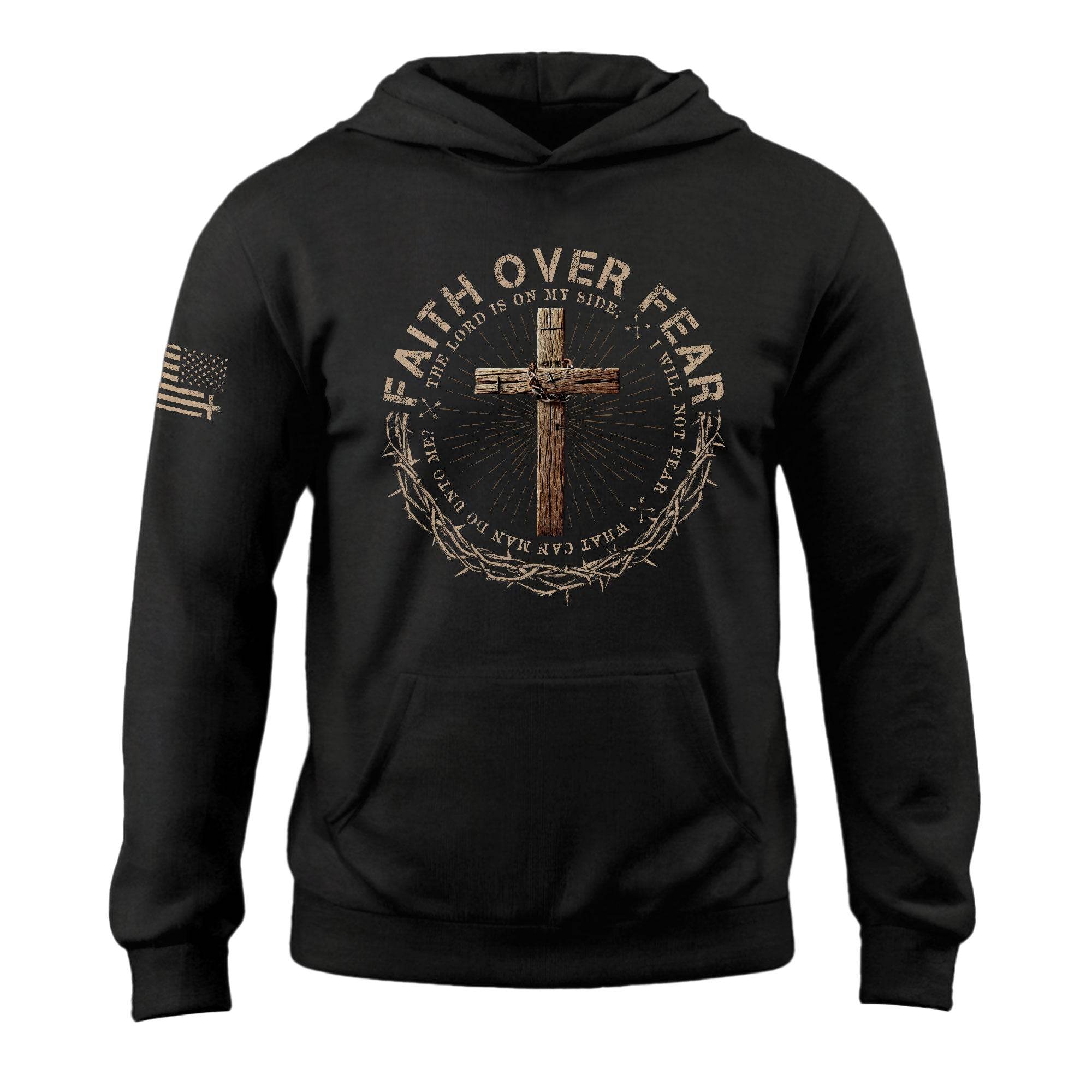 Faith Over Fear Cross And Doves Christian Hoodie - Rust Field Wear