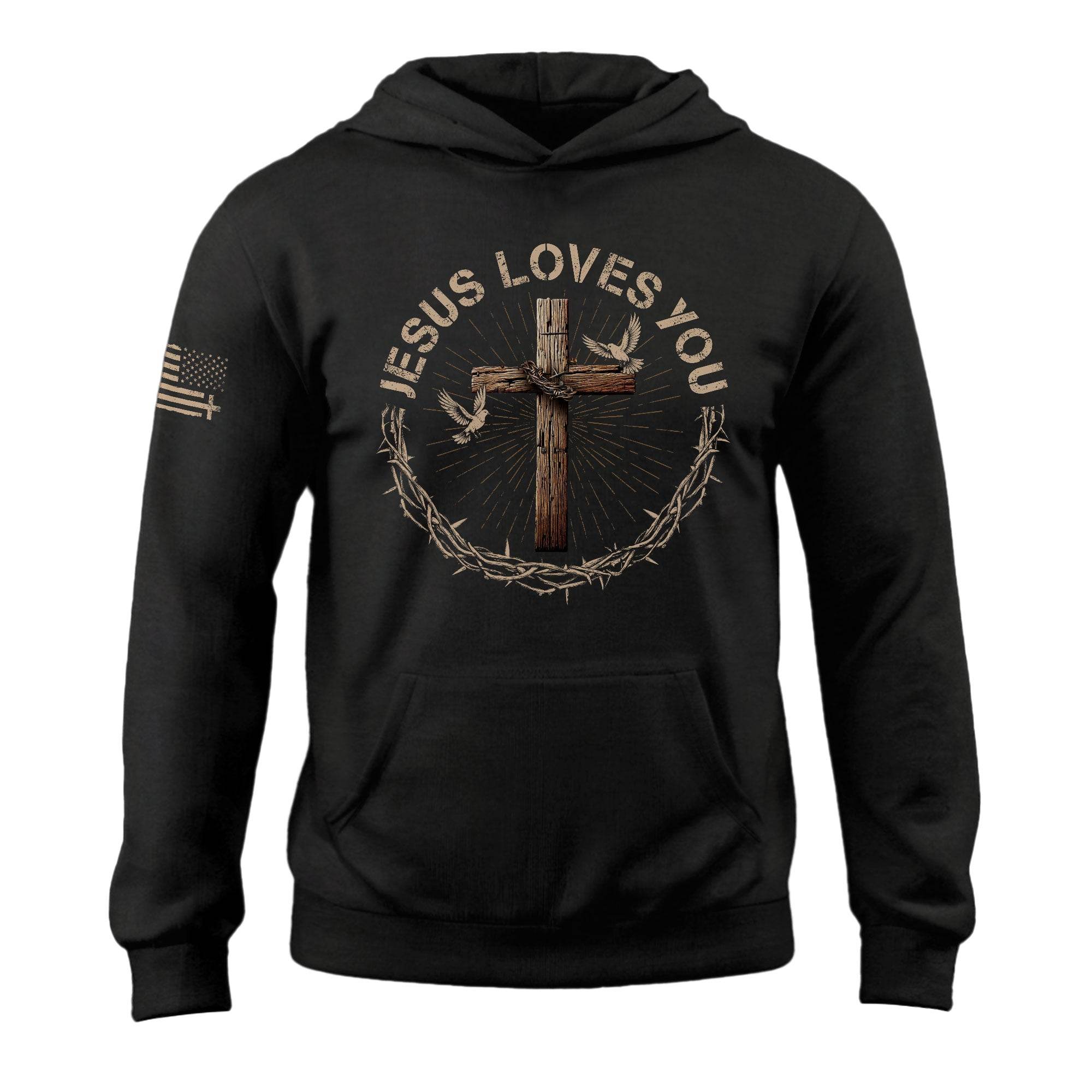 The Cross Of Love "Jesus Loves You" Crown Of Thorns Hoodie