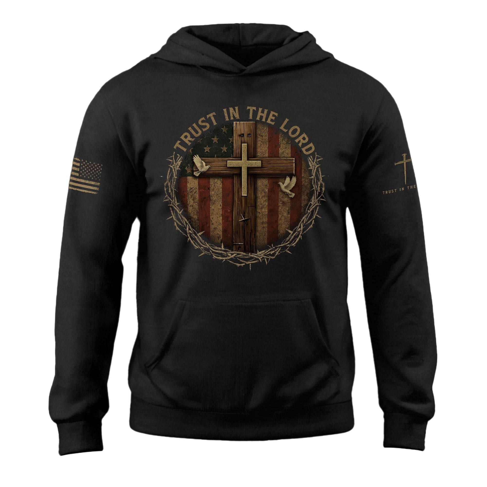 The Peace Of Trust Doves And Cross Christian Faith Hoodie - Rust Field Wear