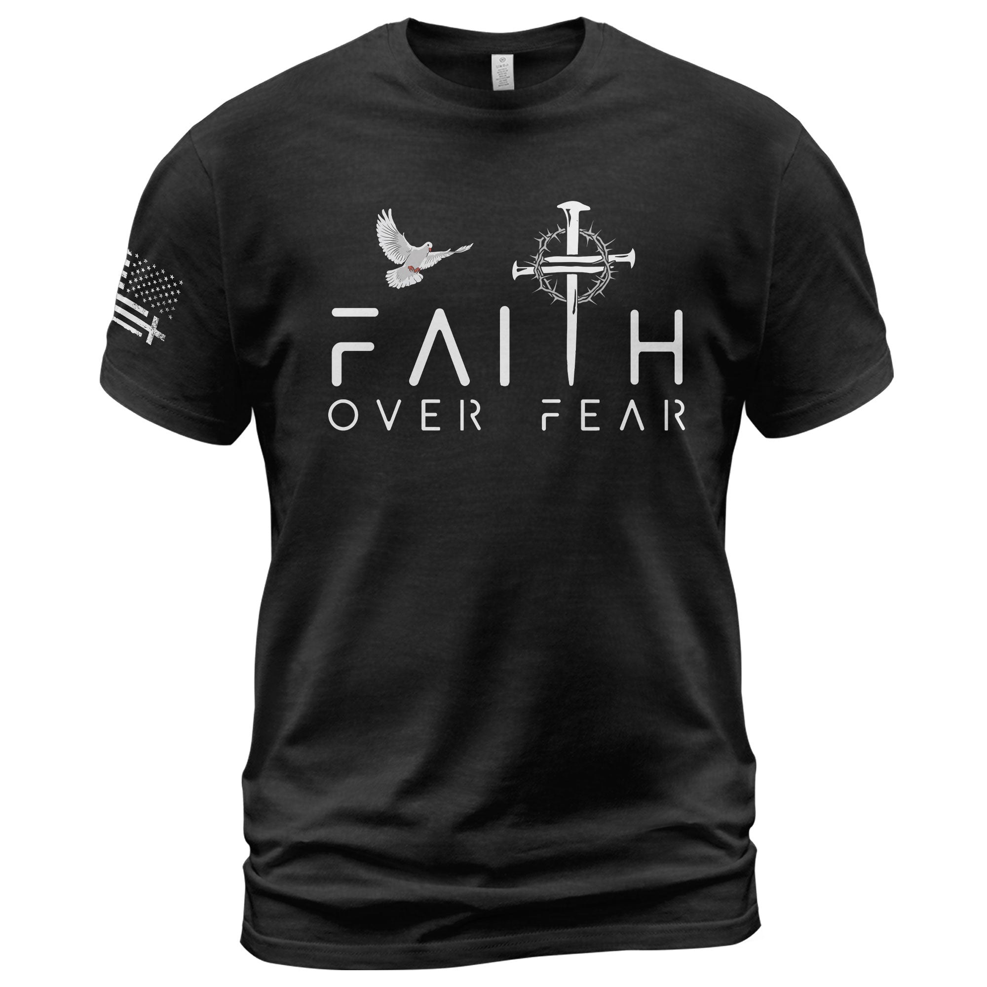 Faith Over Fear Dove and Nail Cross Christian T-Shirt