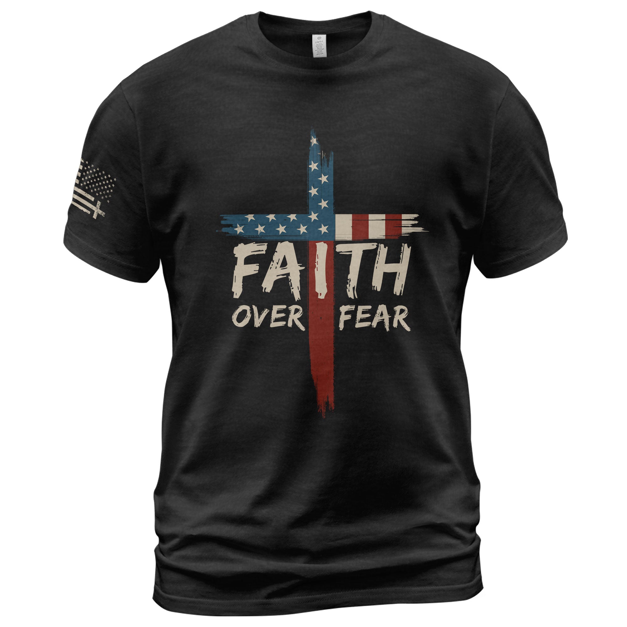 Faith Over Fear USA Flag Cross Christian T-Shirt
