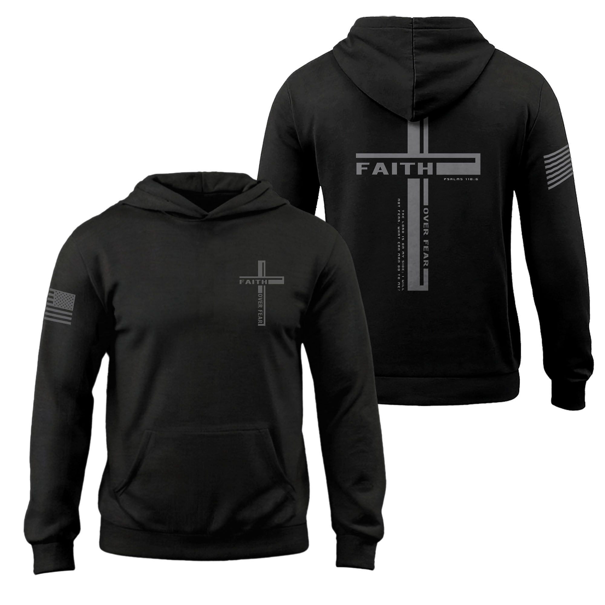 Faith Over Fear Minimalist Cross Psalms 118 6 Christian Hoodie